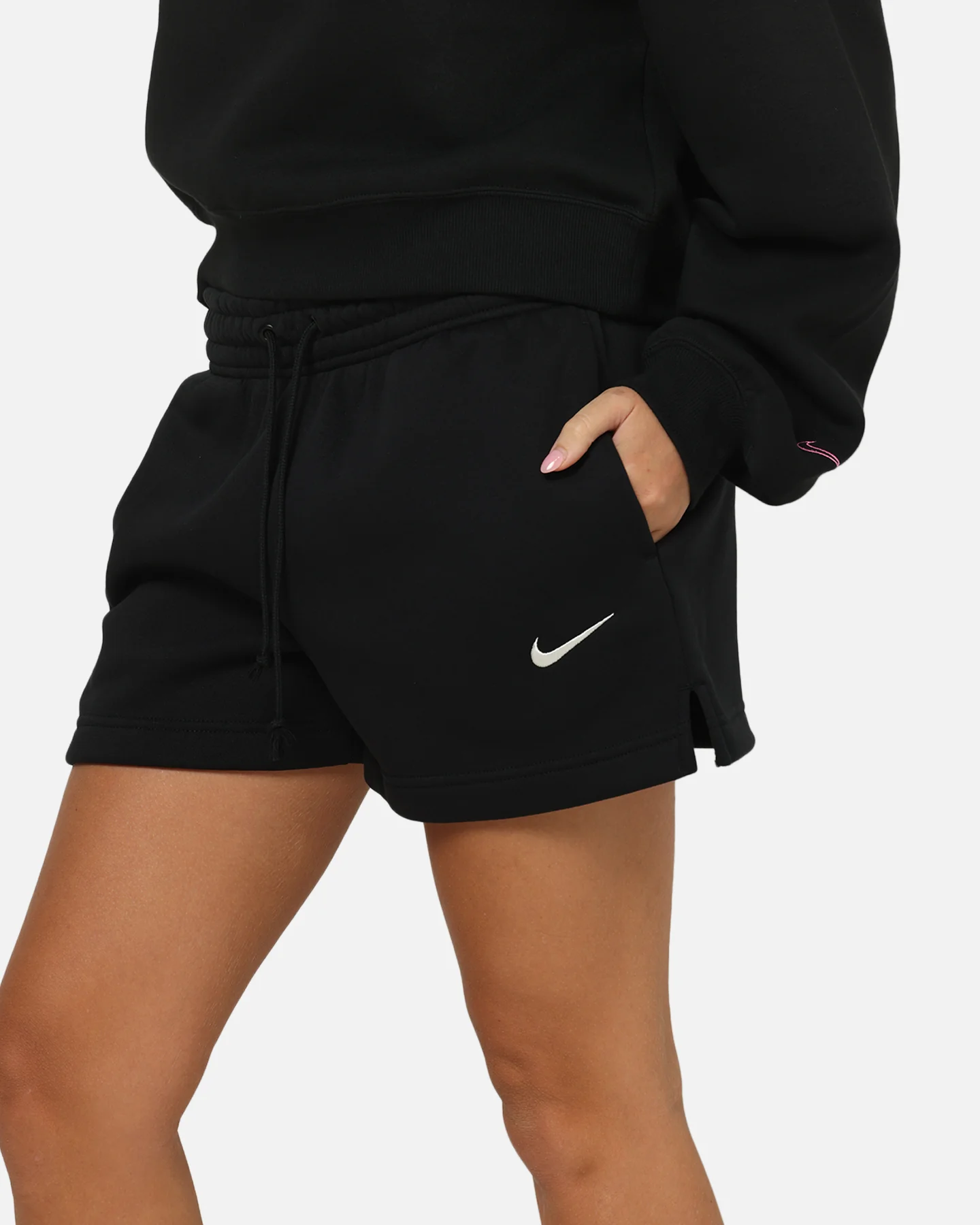 Nike Women's Sportswear Phoenix Fleece Mid-Rise 4" Shorts Black/Sail - Image 3