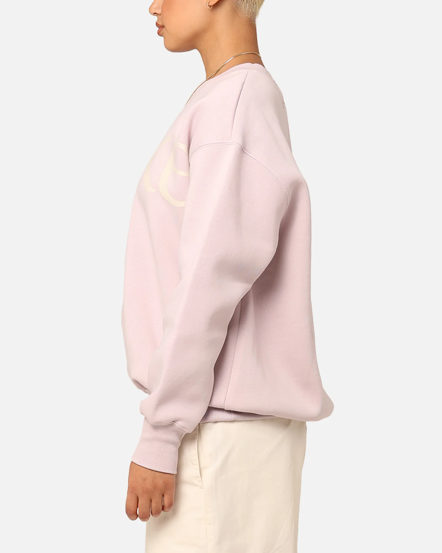 Nike Women's Sportswear Phoenix Fleece Oversized Logo Crewneck Platinum Violet/Light Orewood Brown/Smokey Mauve - Image 5