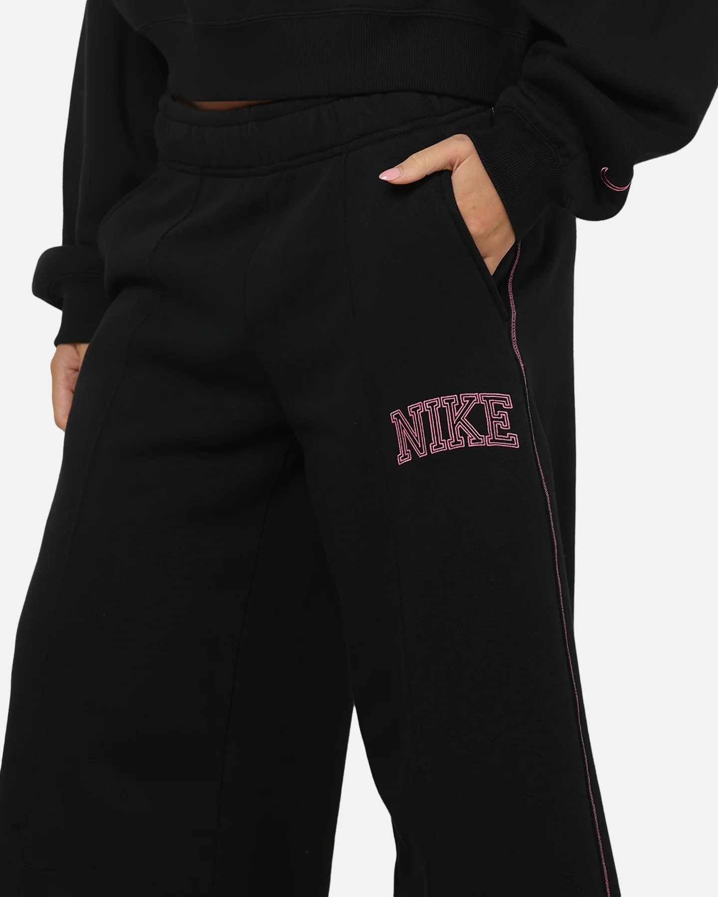 Nike Women's Sportswear Phoenix Fleece Wide Leg Pants Black - Image 3