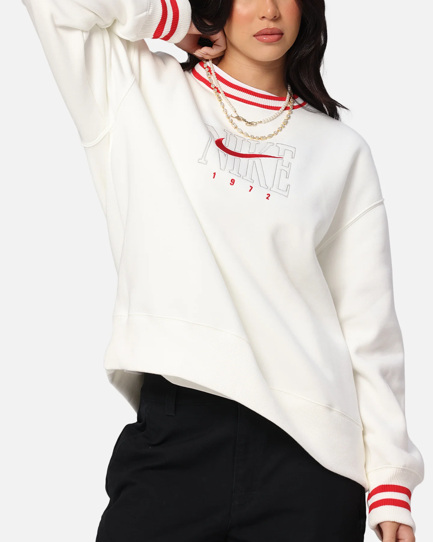 Nike Women's Sportswear Phoenix Oversized Graphic Fleece Sweatshirt Sail - Image 6