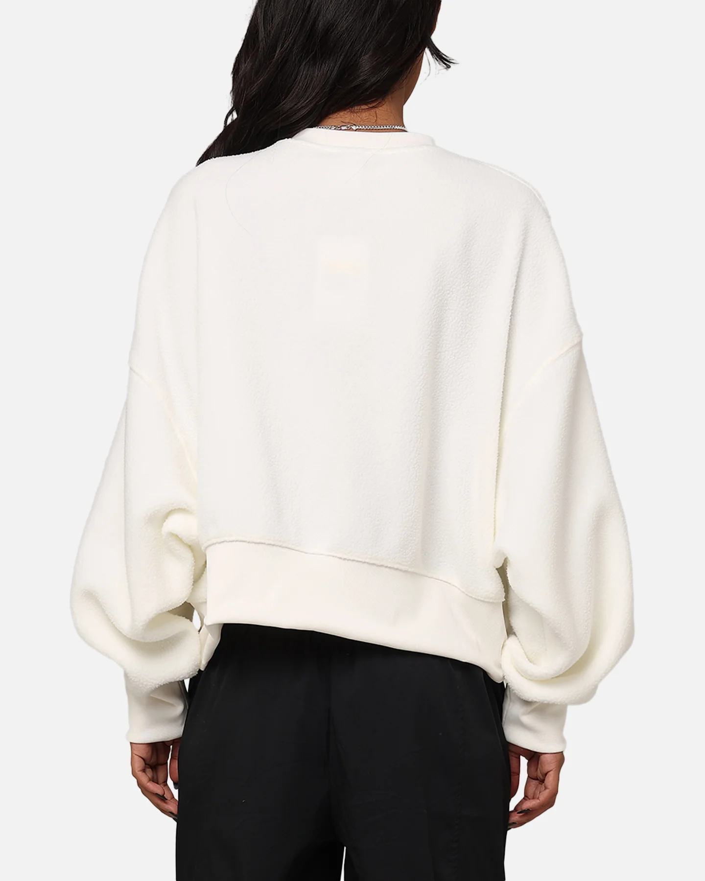 Nike Women's Sportswear Plush Mod Cropped Crewneck Sail/Lt Orewood Brown - Image 3