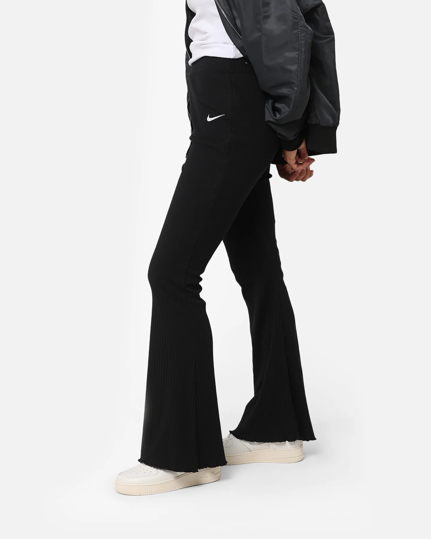 Nike Women's Sportswear Ribbed Jersey Pants Black/White - Image 6