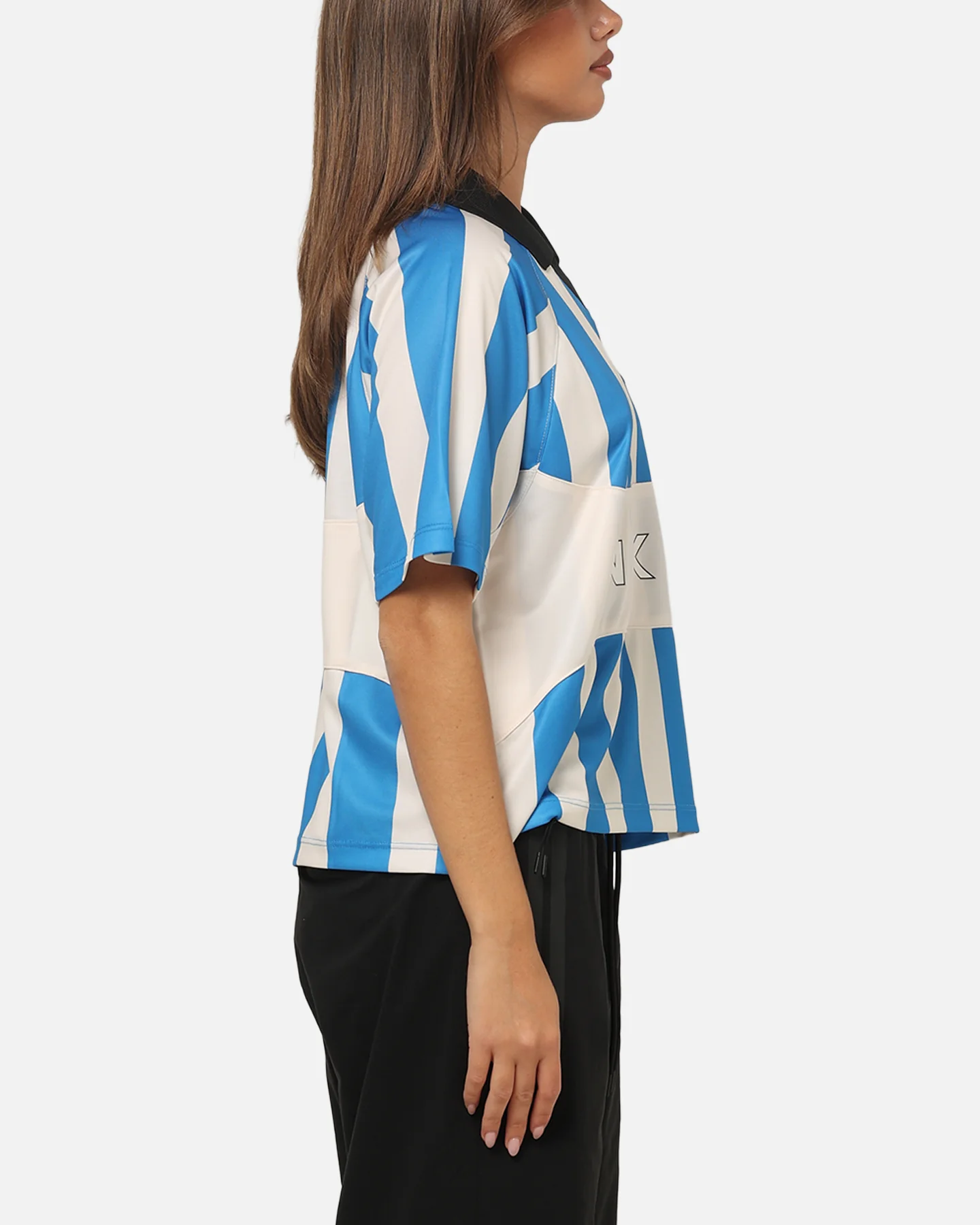 Nike Women's Sportswear Street Oversized Striped Jersey Blue/White - Image 4