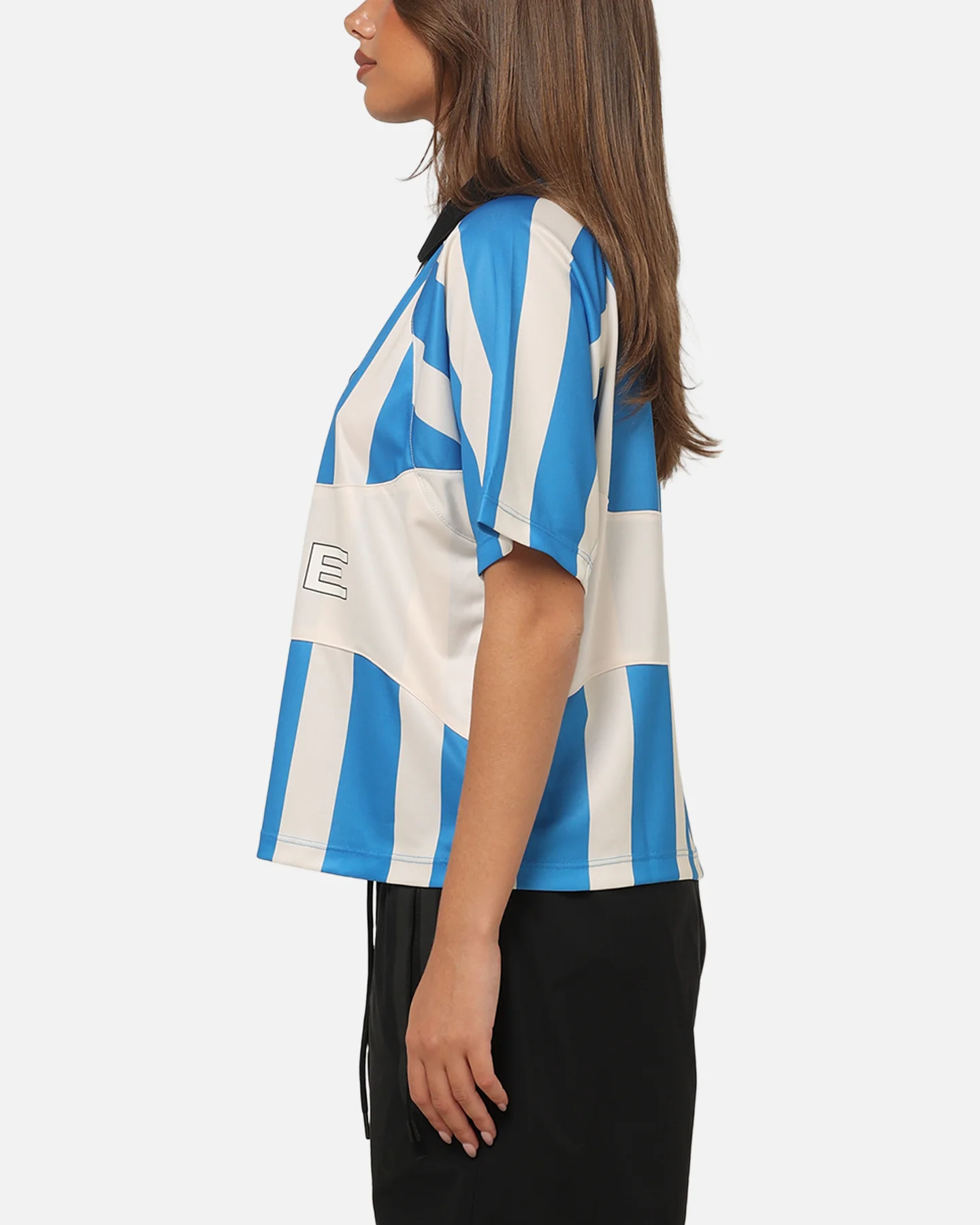 Nike Women's Sportswear Street Oversized Striped Jersey Blue/White - Image 5