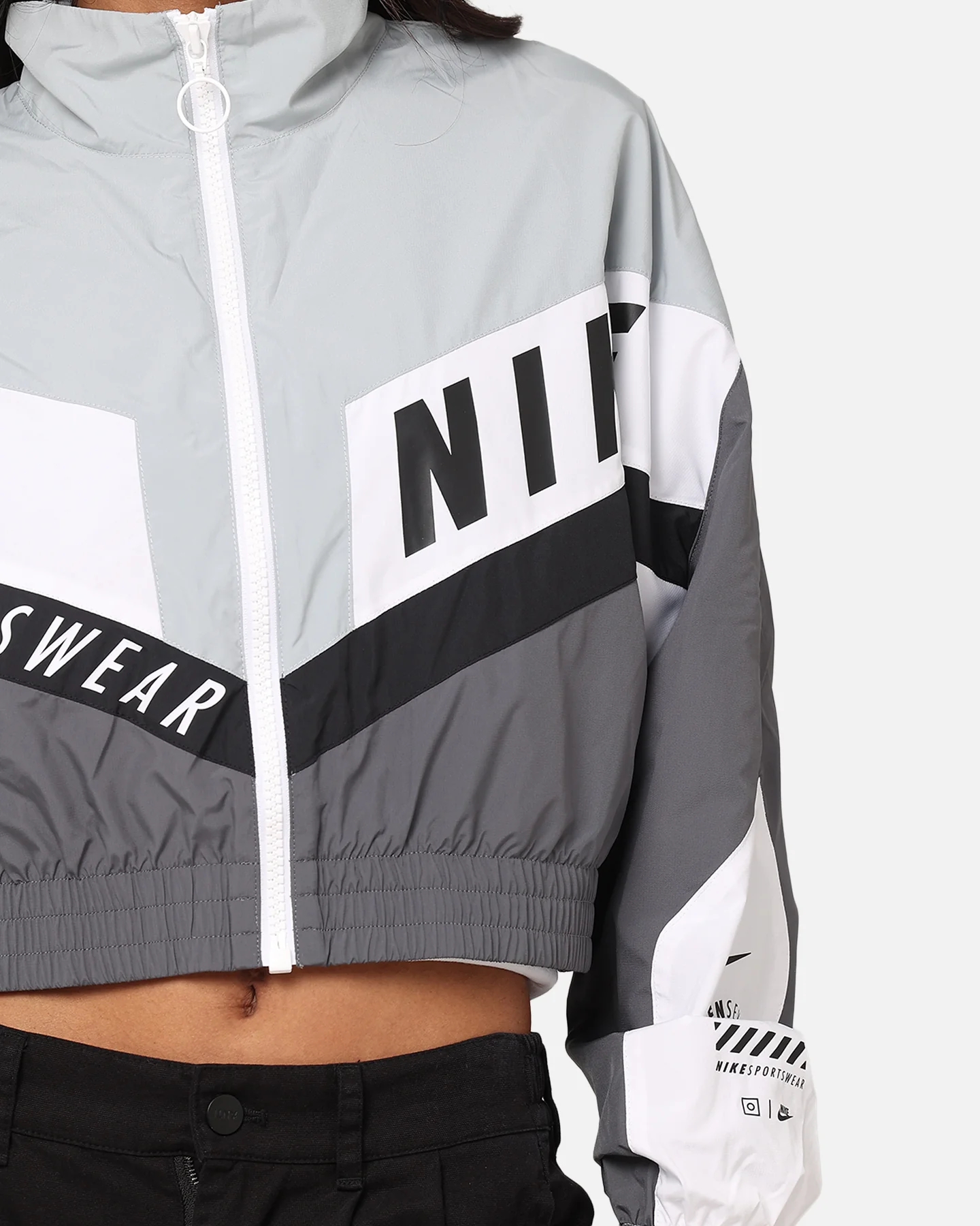 Nike Women's Sportswear Woven Street Jacket Iron Grey/Light Pumice/White - Image 6