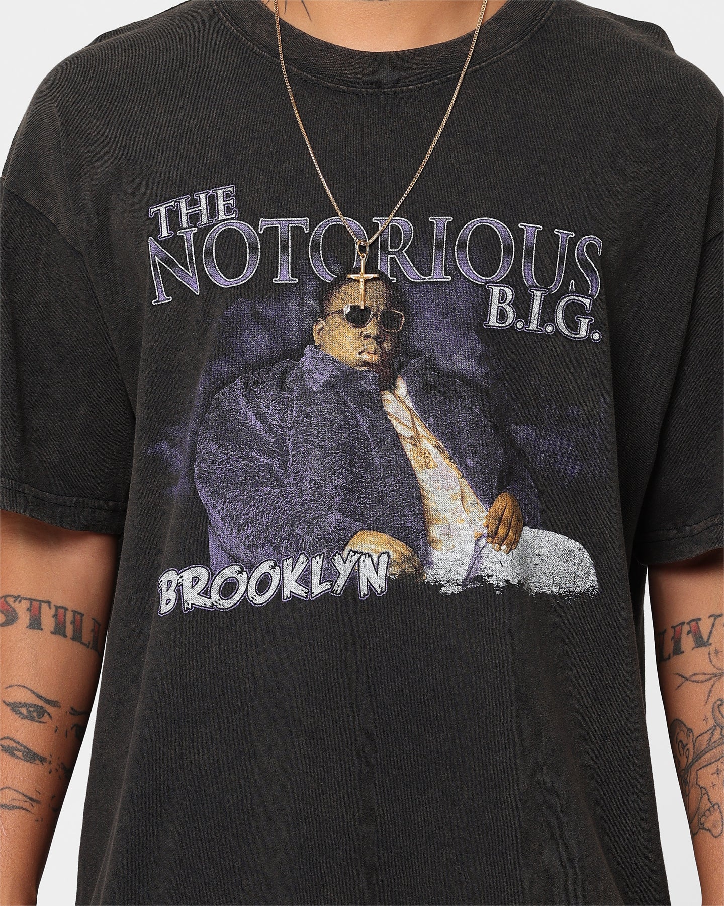 Notorious B.I.G King Of Brooklyn T-Shirt Black Wash - Image 3