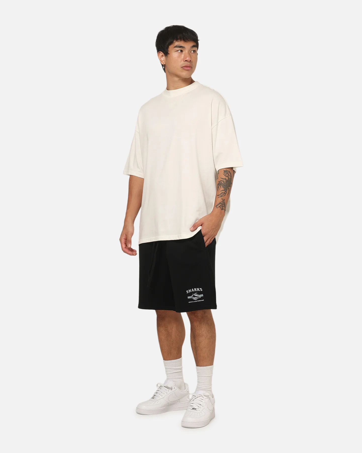 Bleacher Athletic Cronulla-Sutherland Sharks NRL 1908 Track Shorts Black - Image 2