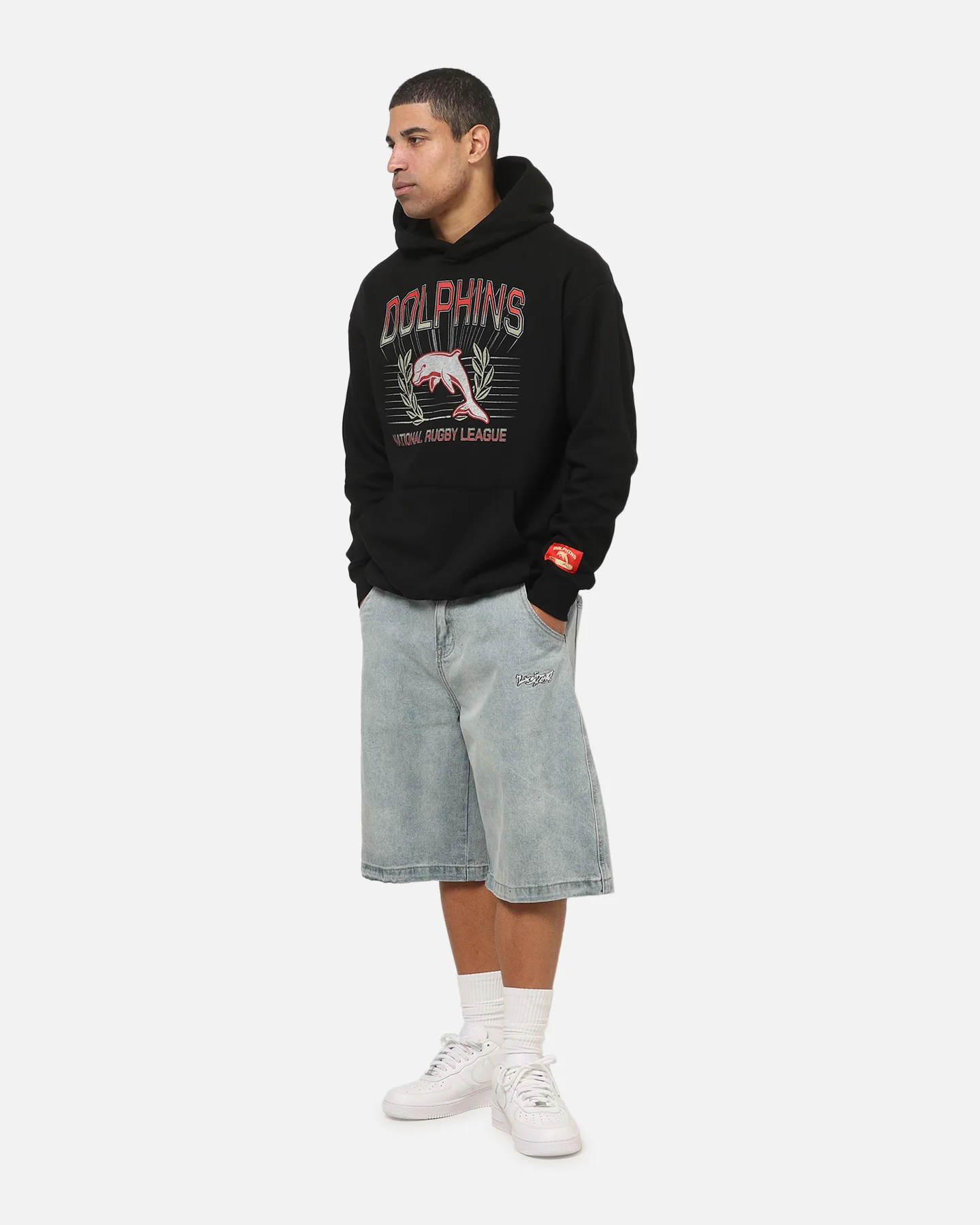 Bleacher Athletic Dolphins NRL Adult Club Wreath Hoodie Black - Image 2