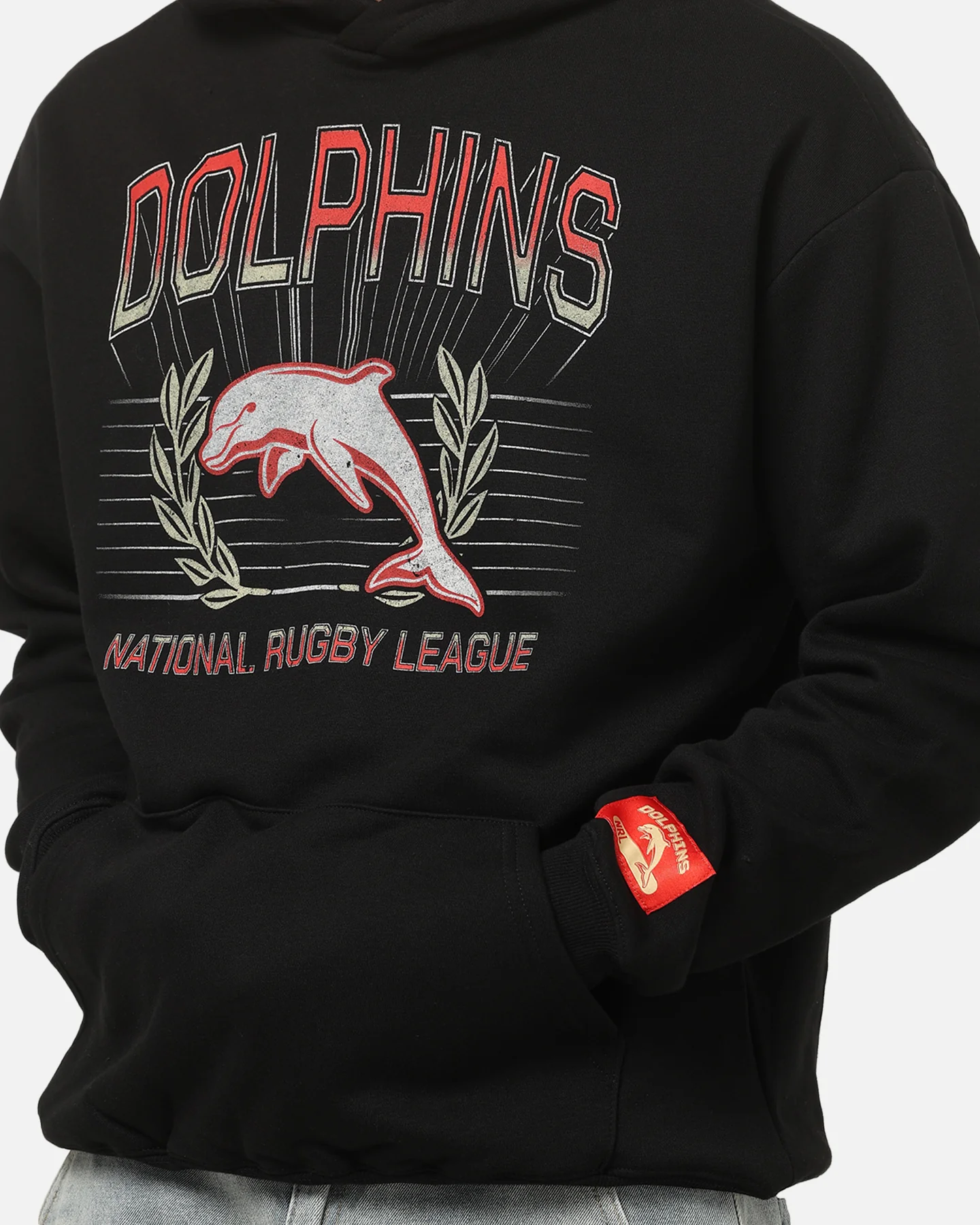 Bleacher Athletic Dolphins NRL Adult Club Wreath Hoodie Black - Image 6