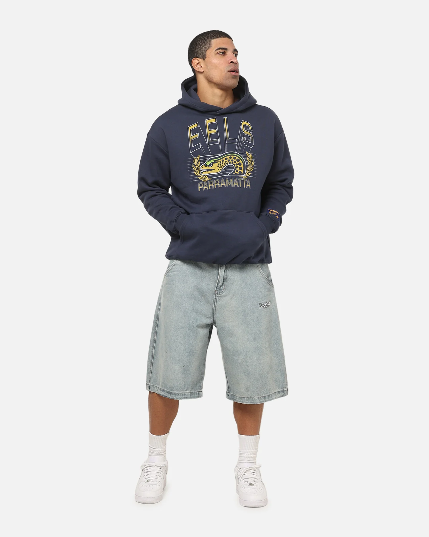 Bleacher Athletic Parramatta Eels NRL Adult Club Wreath Hoodie Navy - Image 2