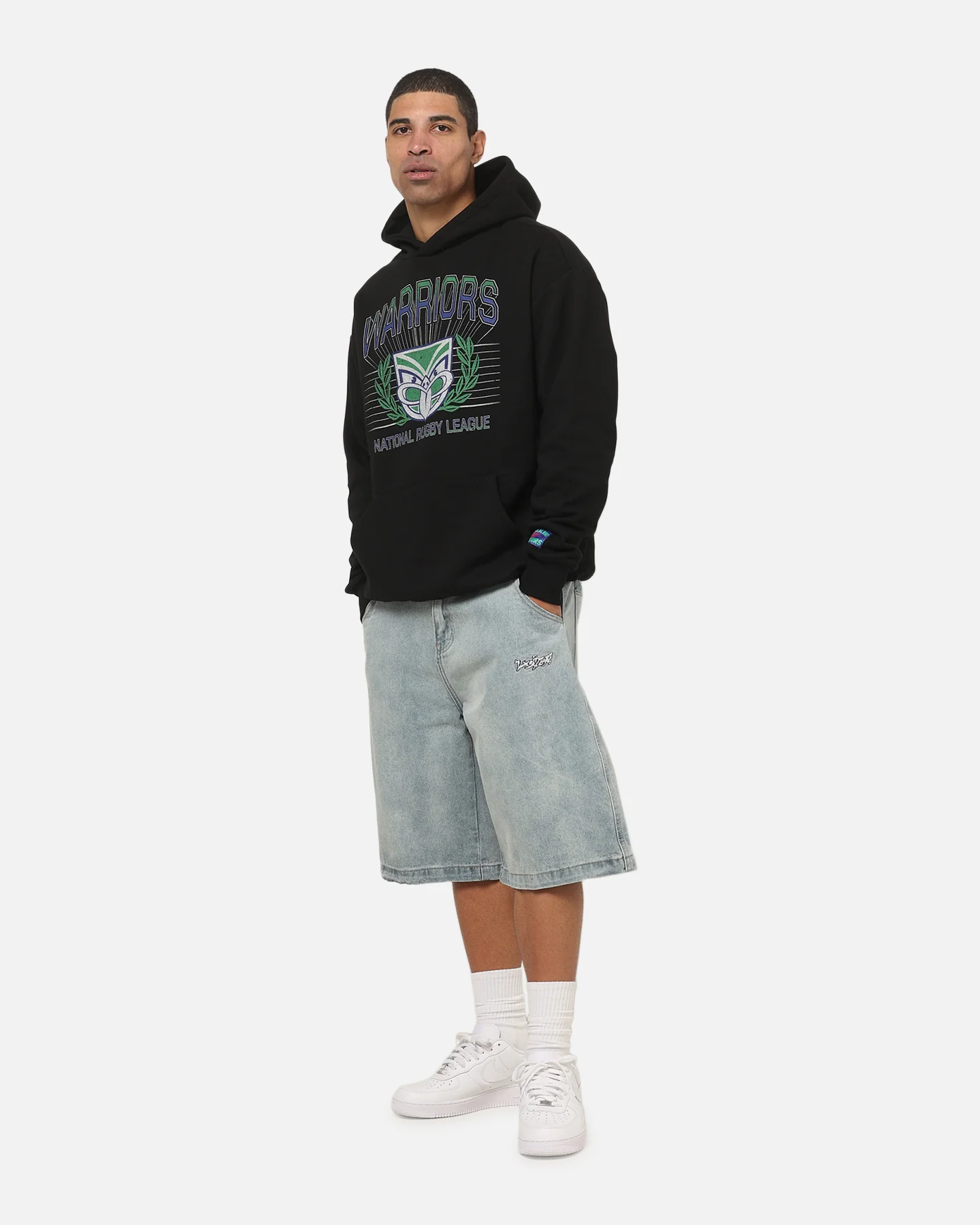 Bleacher Athletic New Zealand Warriors NRL Adult Club Wreath Hoodie Black - Image 2