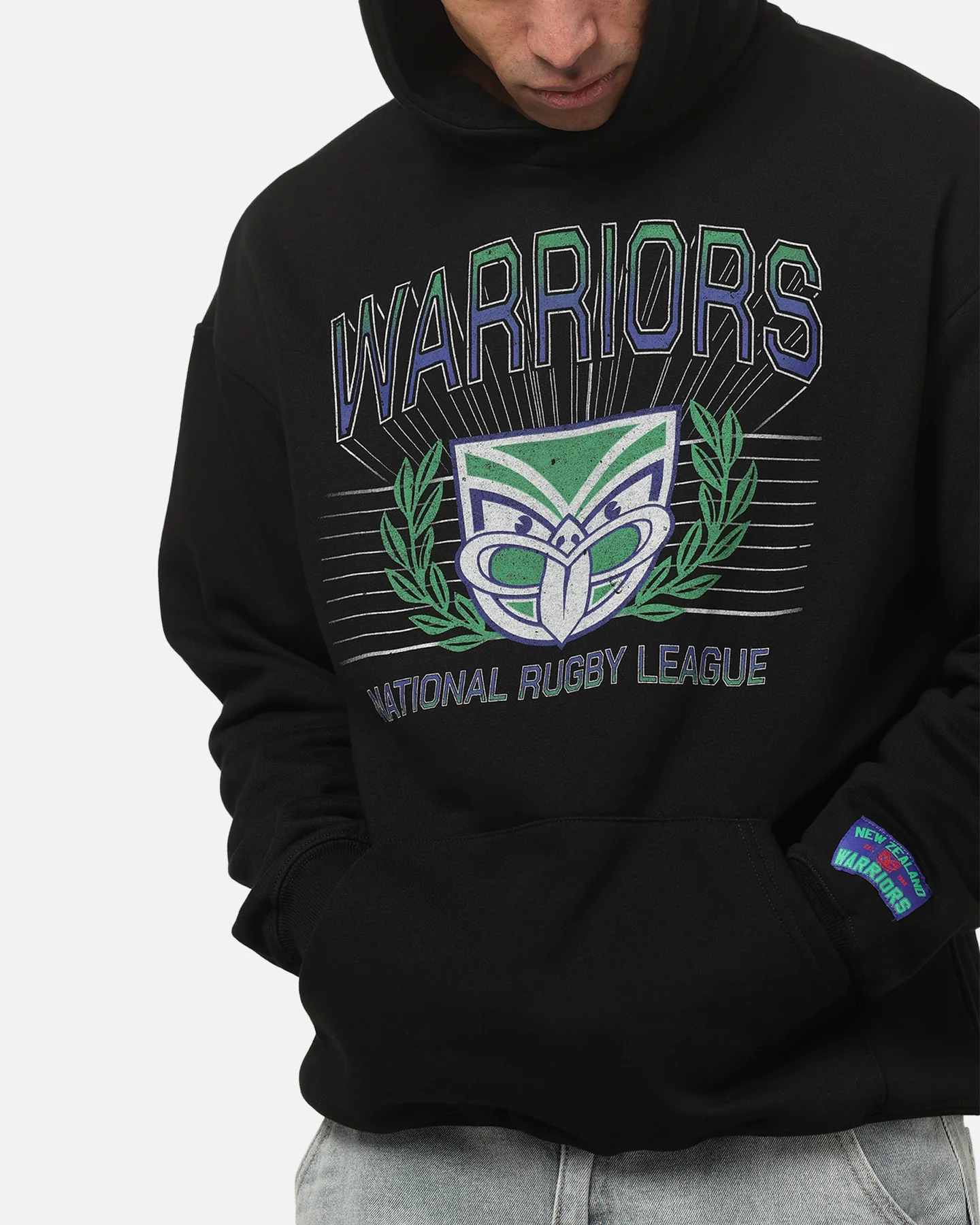 Bleacher Athletic New Zealand Warriors NRL Adult Club Wreath Hoodie Black - Image 6