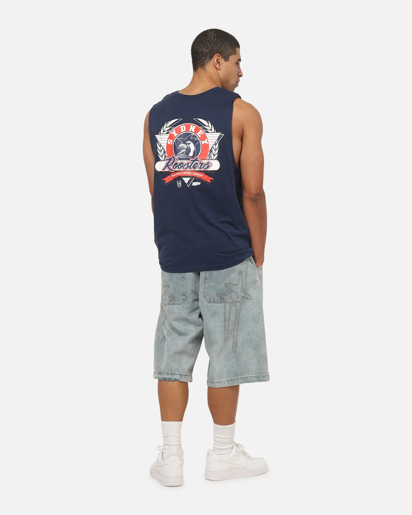 Bleacher Athletic Sydney Roosters NRL Adult Muscle T-Shirt Navy - Image 3