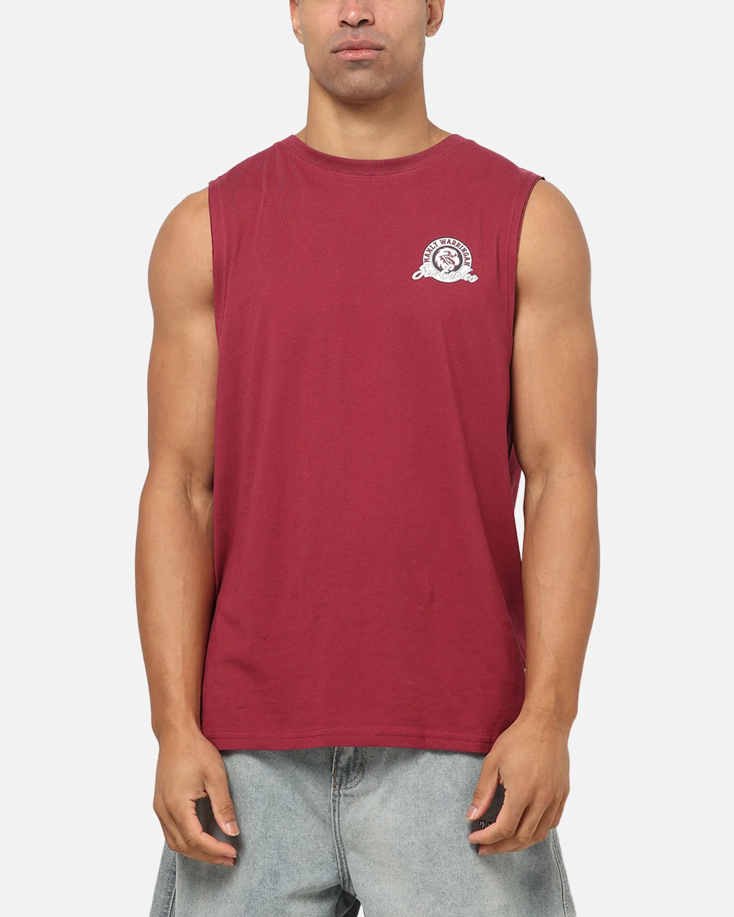 Bleacher Athletic Manly Warringah Sea Eagles NRL Adult Muscle T-Shirt Maroon - Image 2