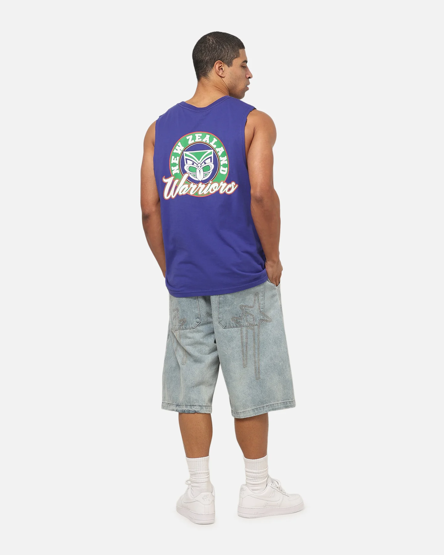 Bleacher Athletic New Zealand Warriors NRL Adult Muscle T-Shirt Blue - Image 3