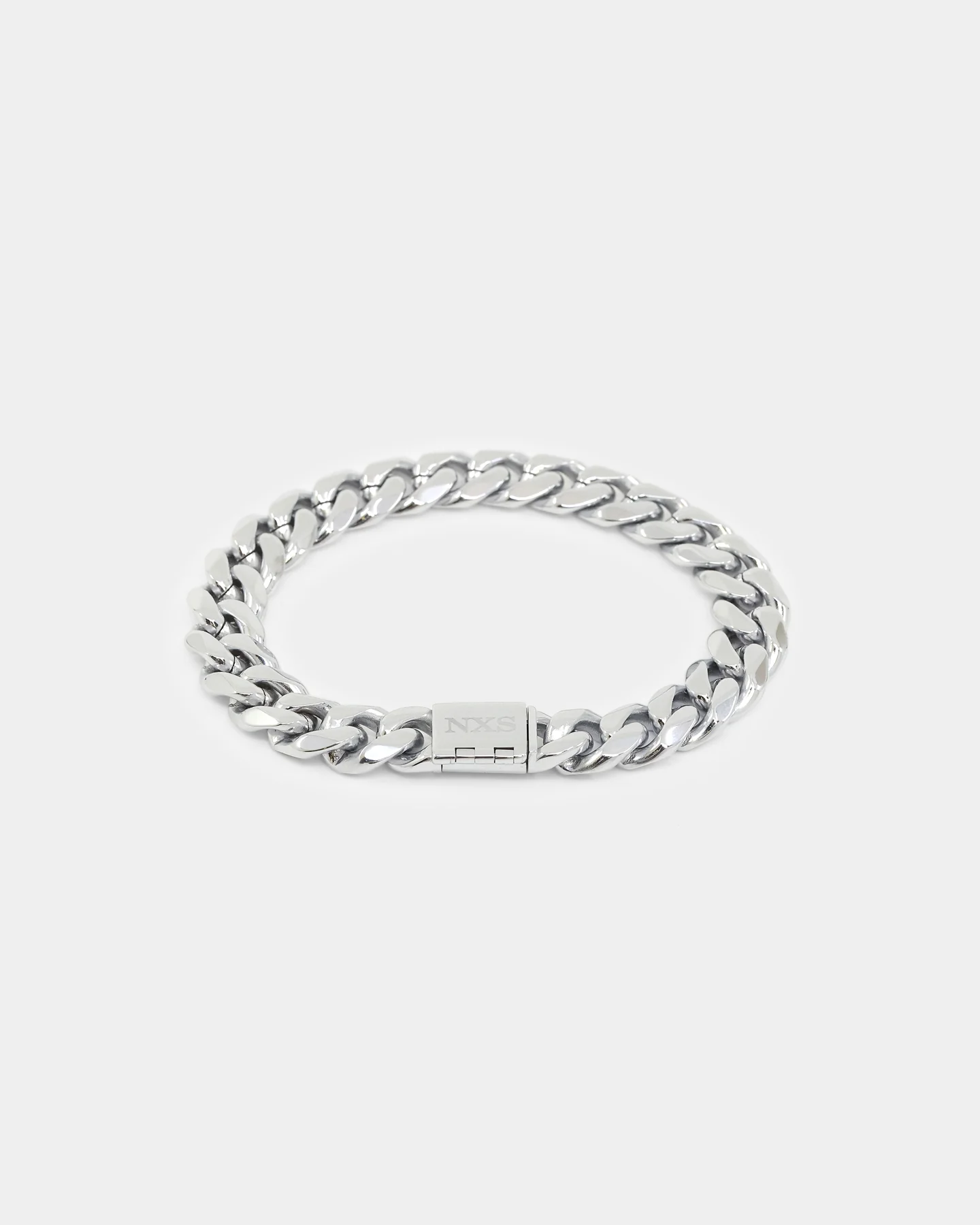 NXS 10mm Cuban Link Bracelet White Gold - Image 2