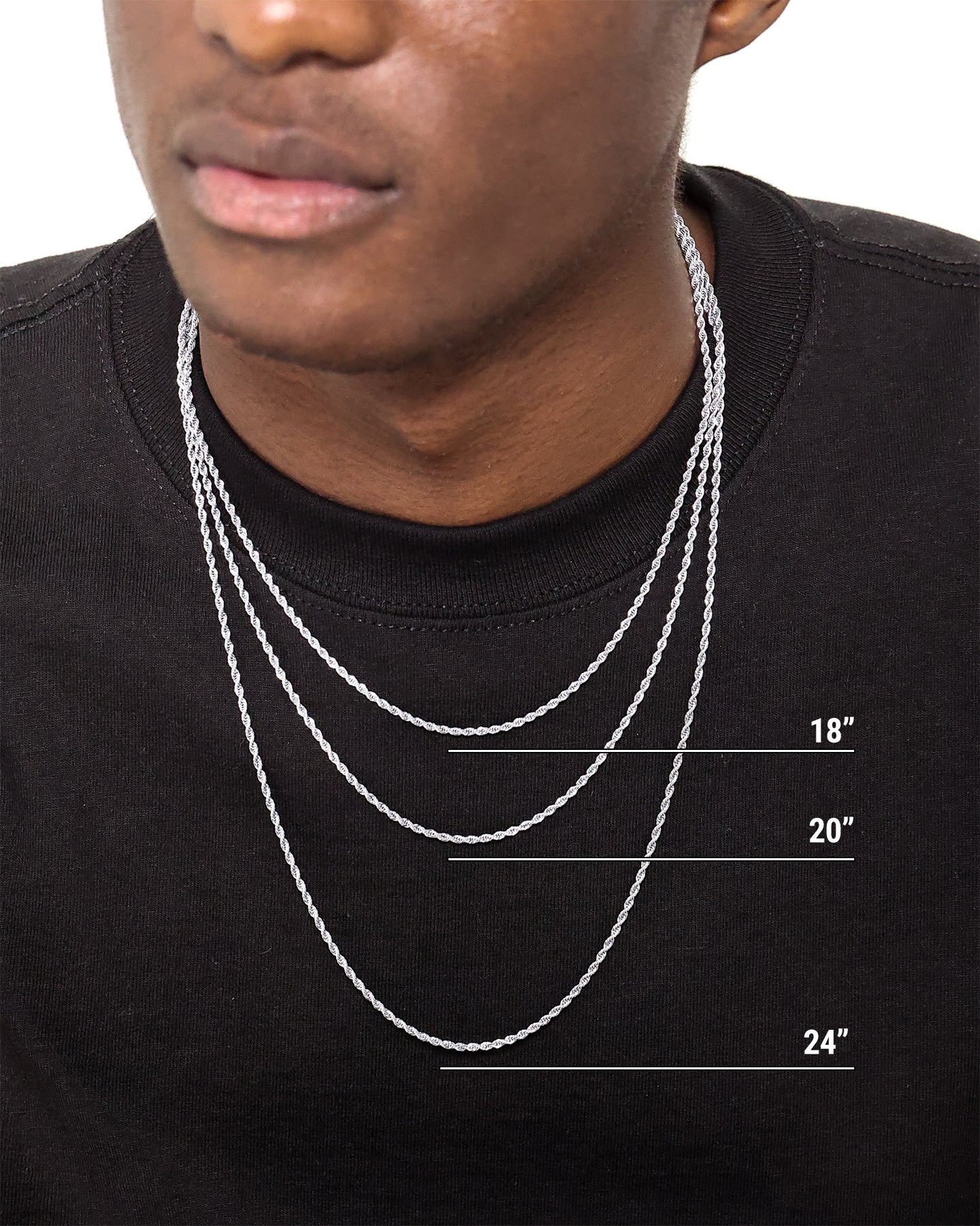 NXS 2mm Rope Necklace White Gold - Image 3