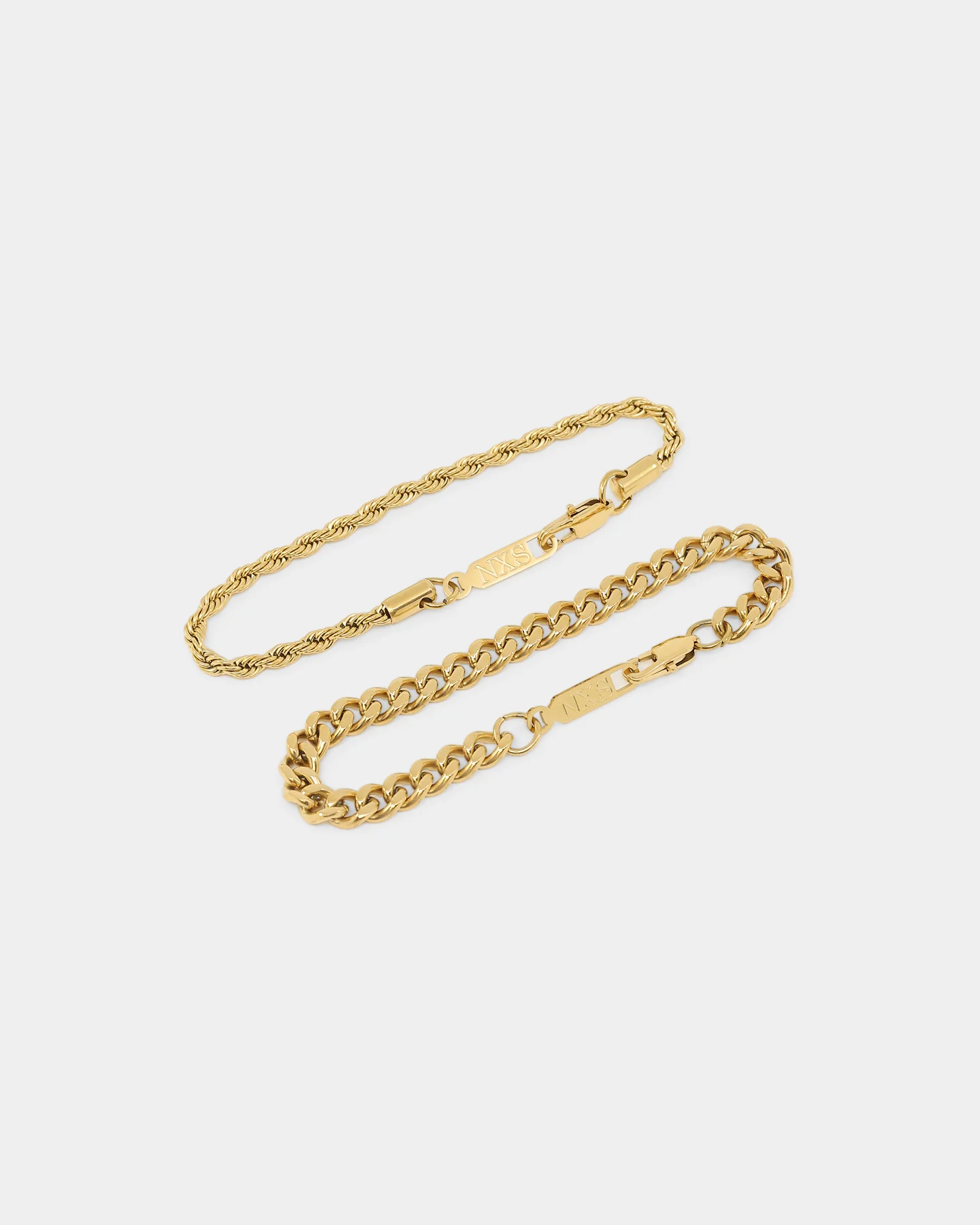 NXS Cuban Rope Bracelet Set Gold - Image 2