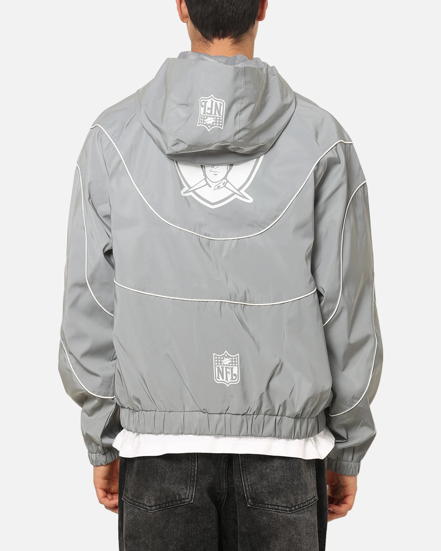 Mitchell & Ness Las Vegas Raiders Nylon Tracksuit Jacket Grey - Image 3