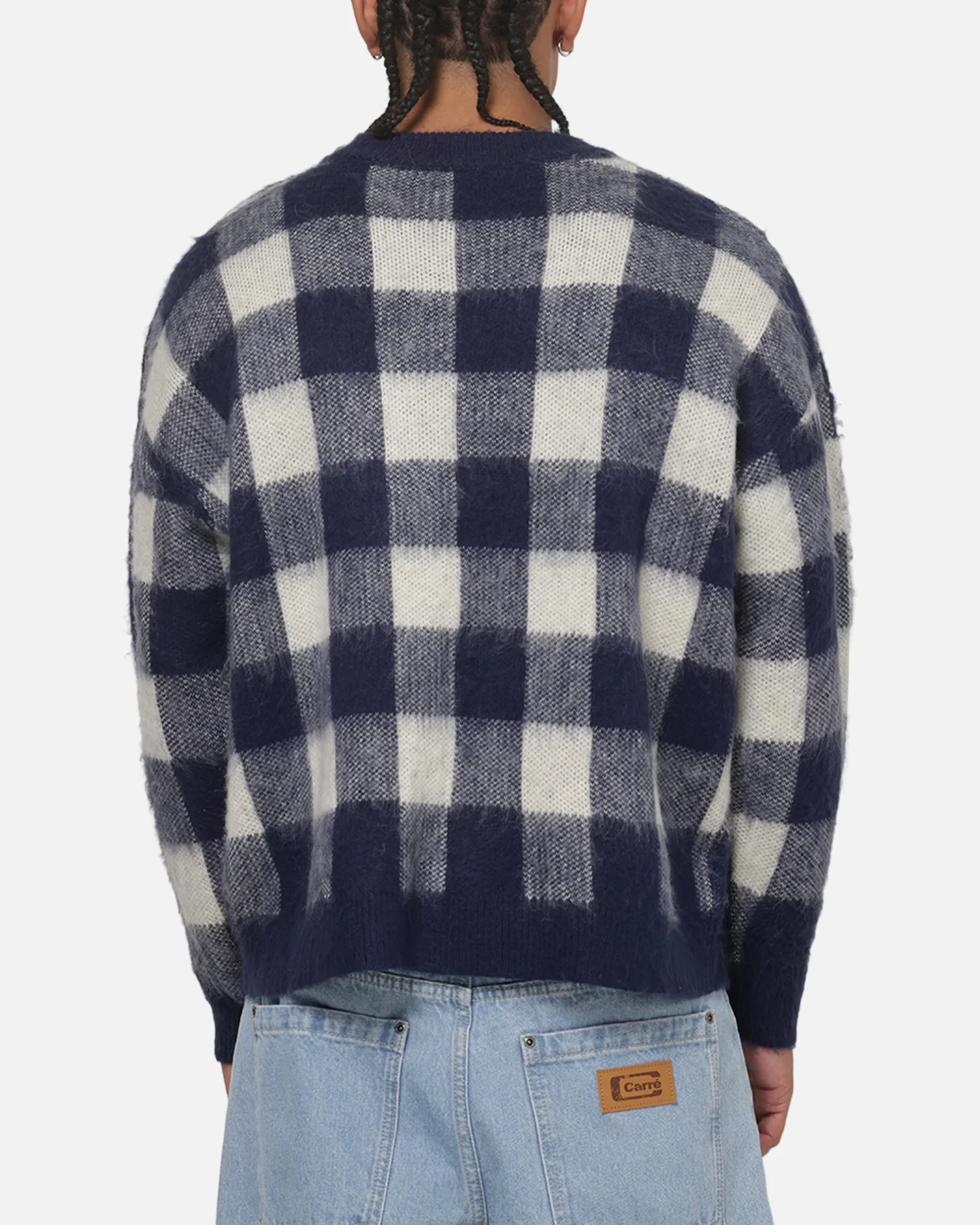 Carre Ombre Knitted Jumper Navy Plaid - Image 3