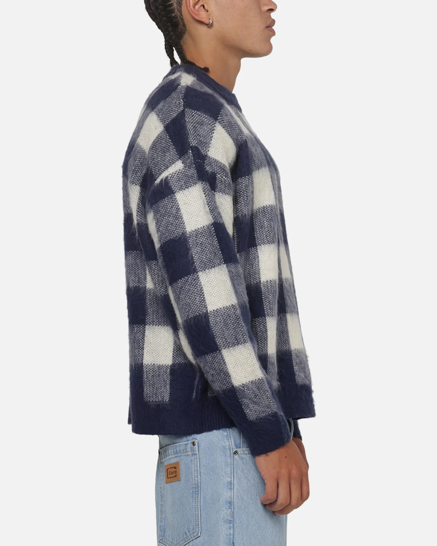 Carre Ombre Knitted Jumper Navy Plaid - Image 4