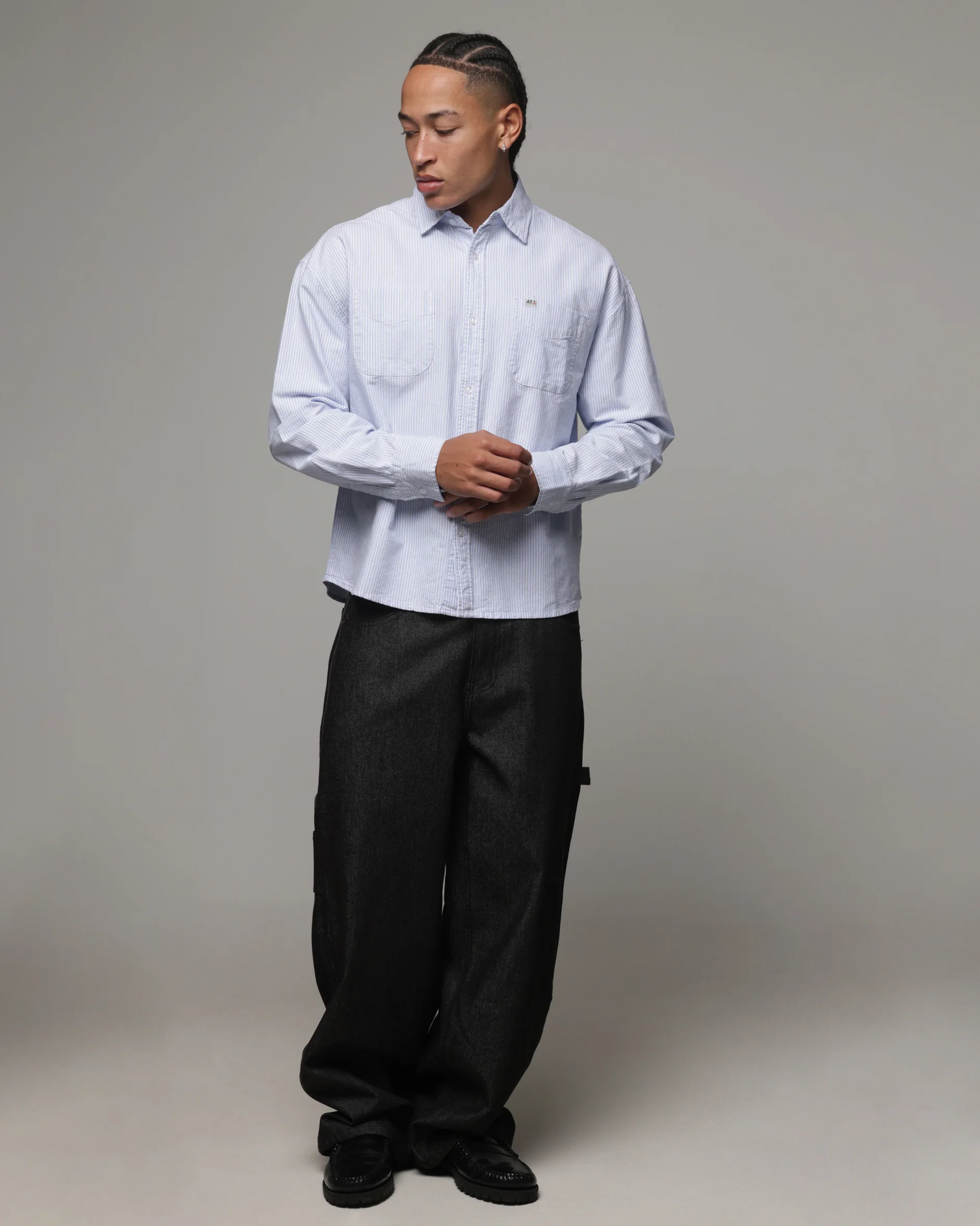 American Thrift Oxford Long Sleeve Shirt Blue Stripe - Image 2