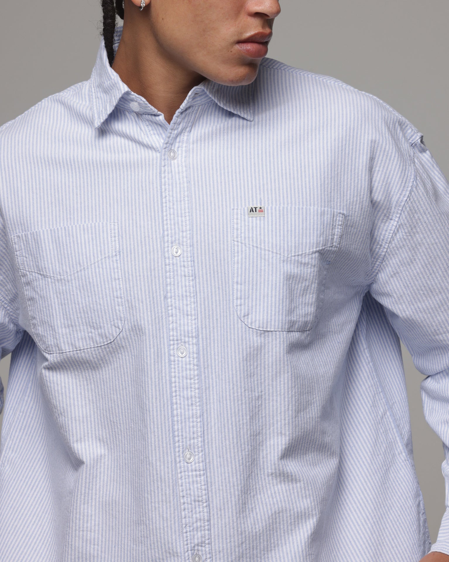 American Thrift Oxford Long Sleeve Shirt Blue Stripe - Image 6
