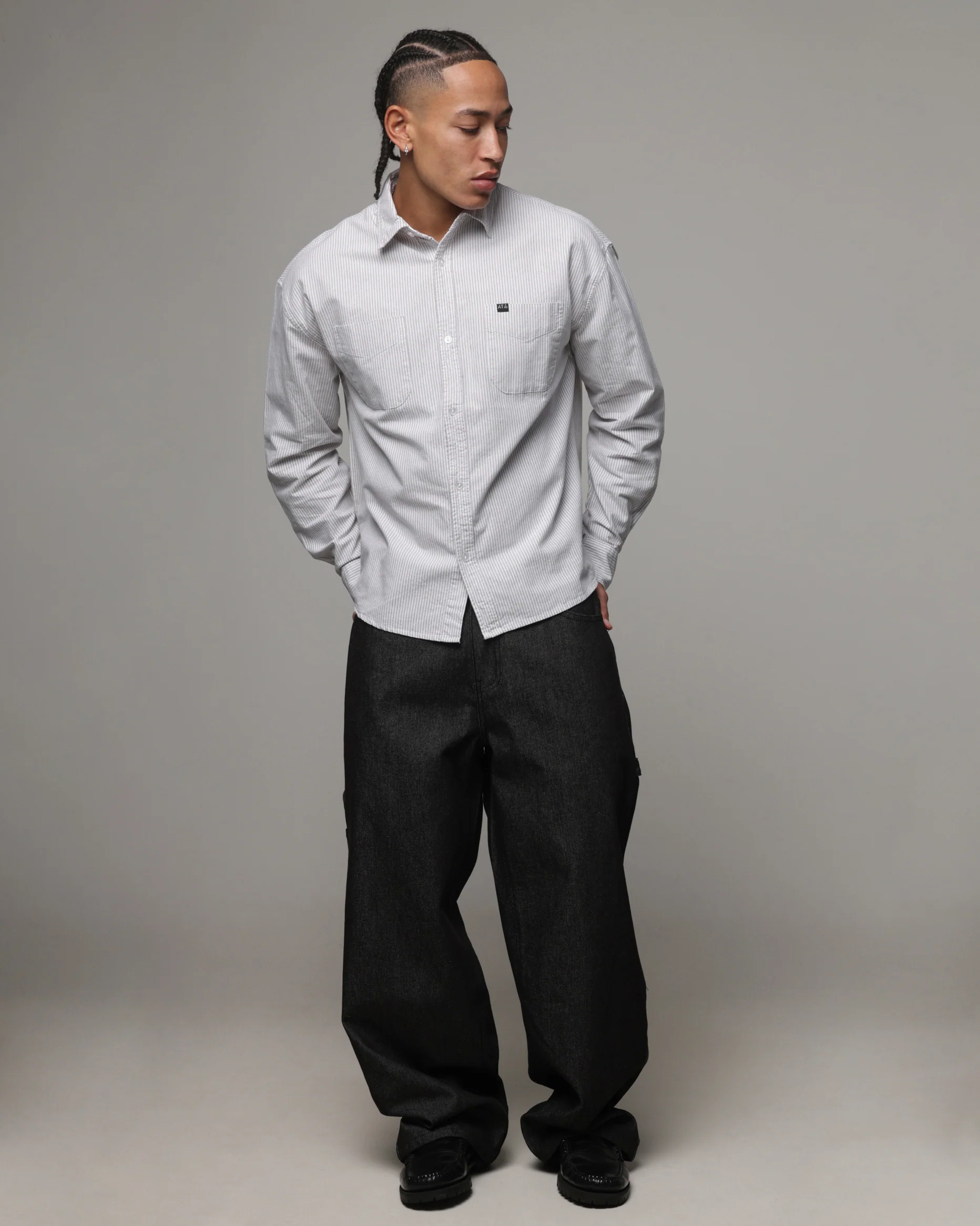 American Thrift Oxford Long Sleeve Shirt Brown Stripe - Image 2