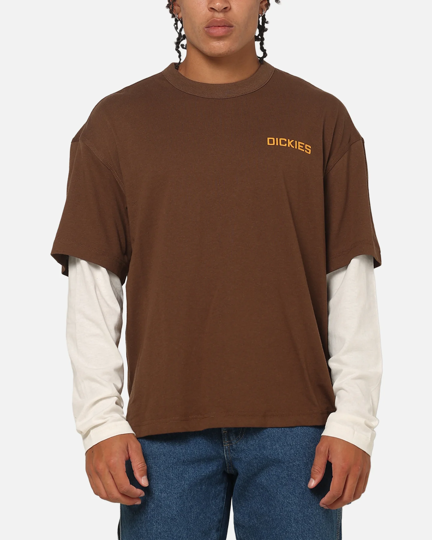 Dickies Payson 2Fer Long Sleeve T-Shirt Brown - Image 2