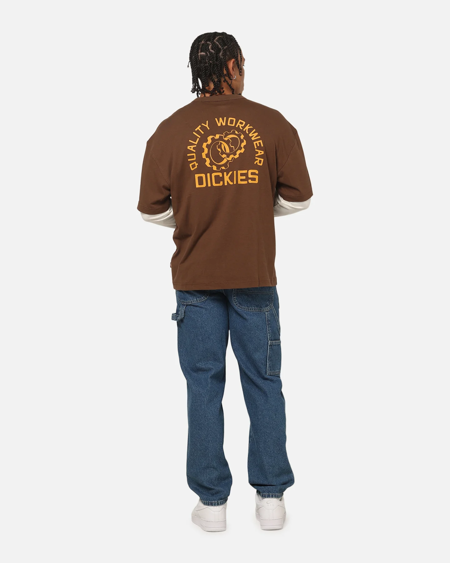 Dickies Payson 2Fer Long Sleeve T-Shirt Brown - Image 3