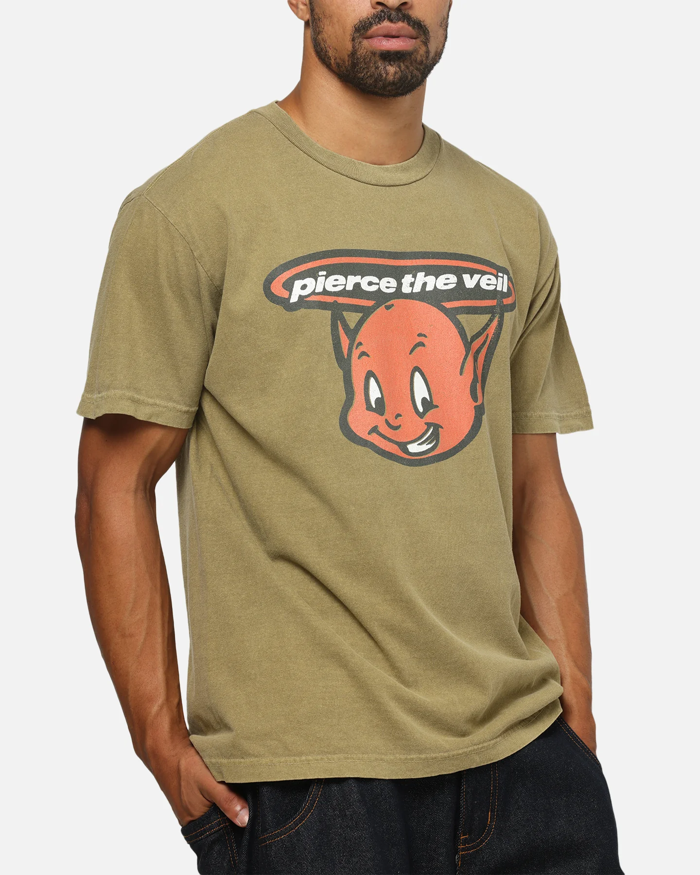 Pierce The Veil Bootleg Devil T-Shirt Army Green - Image 6