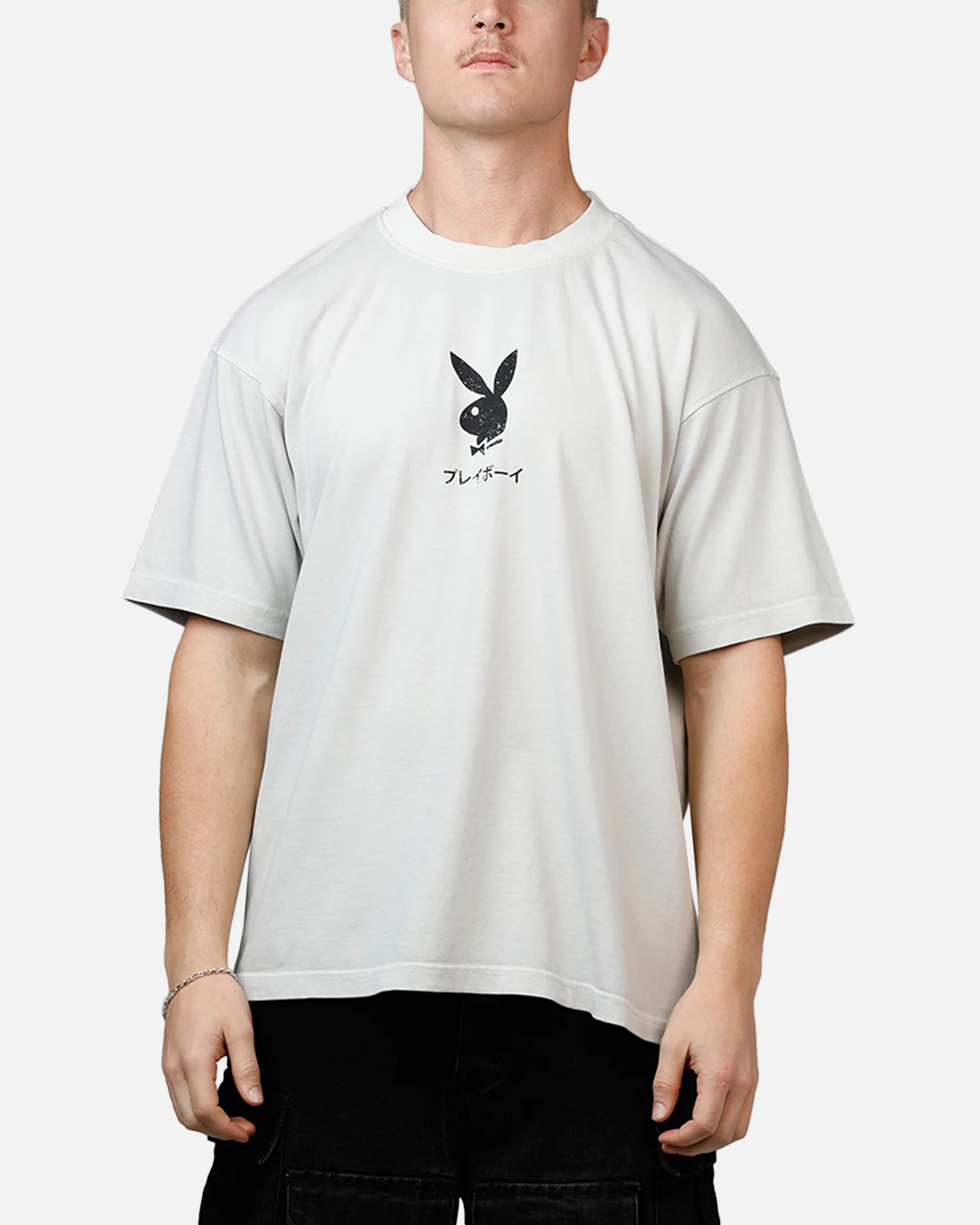 Playboy Aces Of Spades Boxy T-Shirt Lunar Rock - Image 2