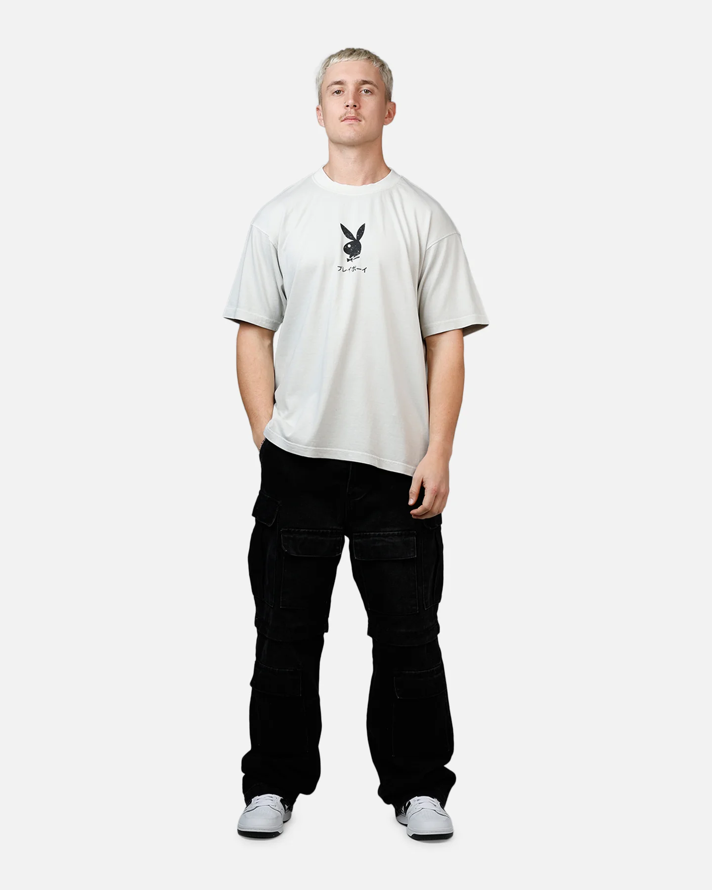 Playboy Aces Of Spades Boxy T-Shirt Lunar Rock - Image 3