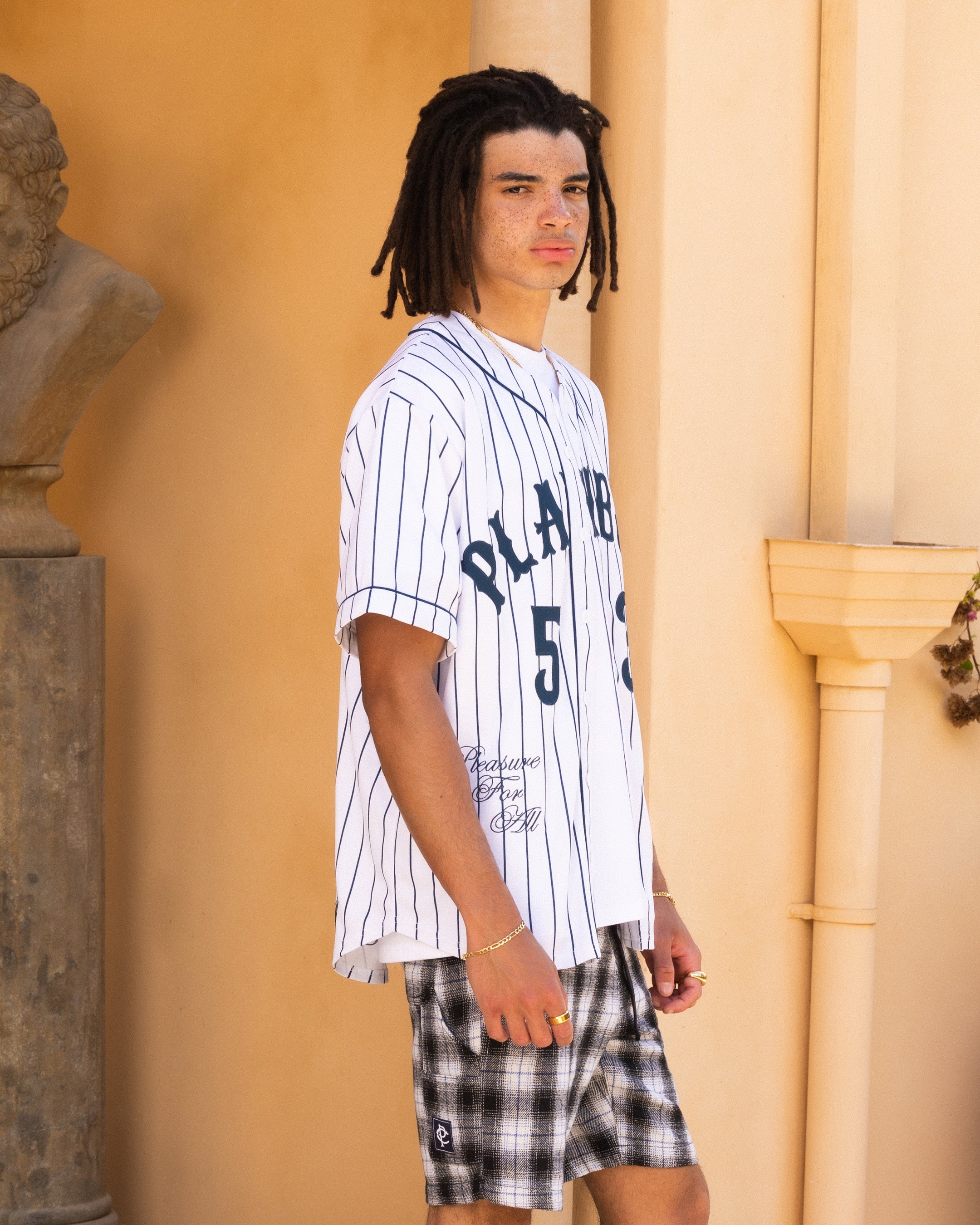 Playboy By Culture Kings Bunny Baseball Shirt Jersey White/Navy - Image 5