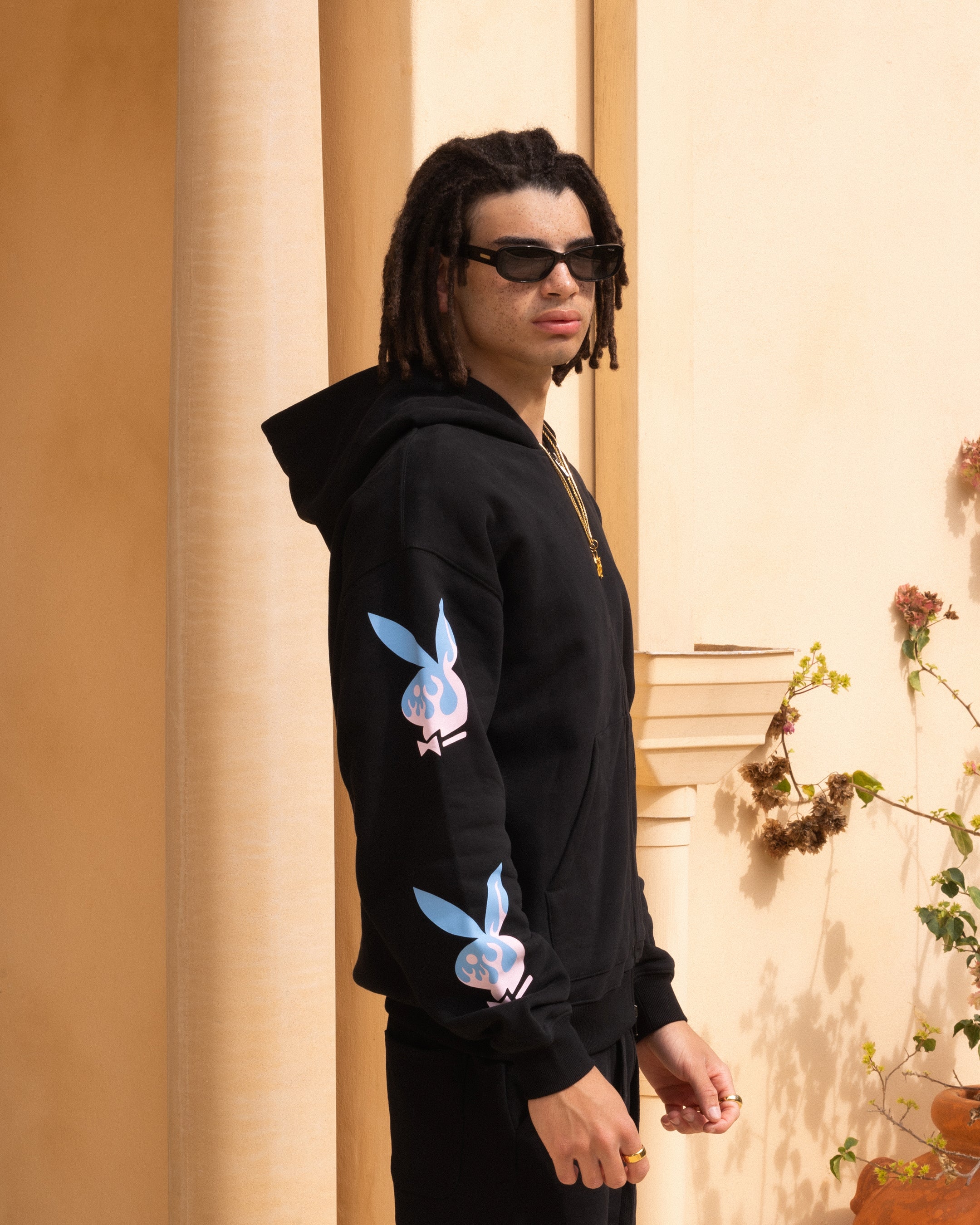 Playboy By Culture Kings Lit Bunny Fully Zip Hoodie Black - Image 6