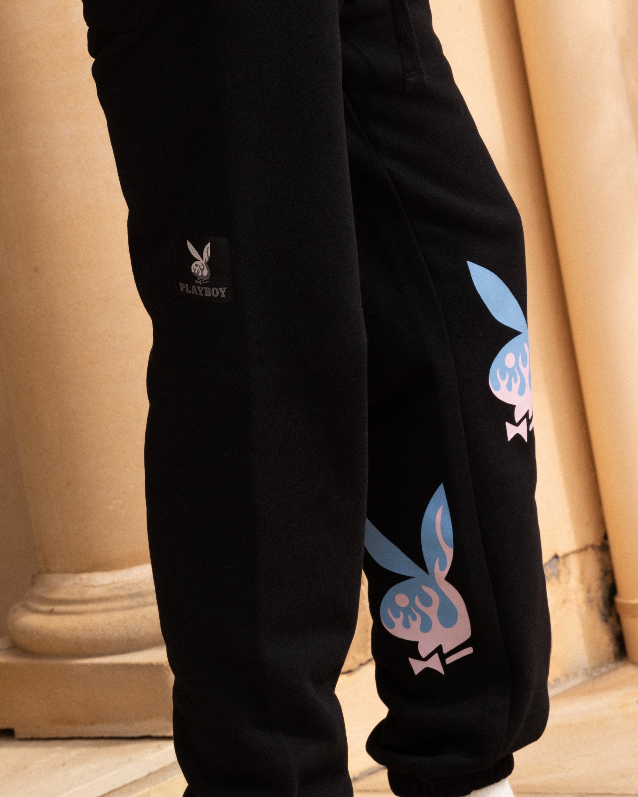 Playboy By Culture Kings Lit Bunny Track Pants Black - Image 3