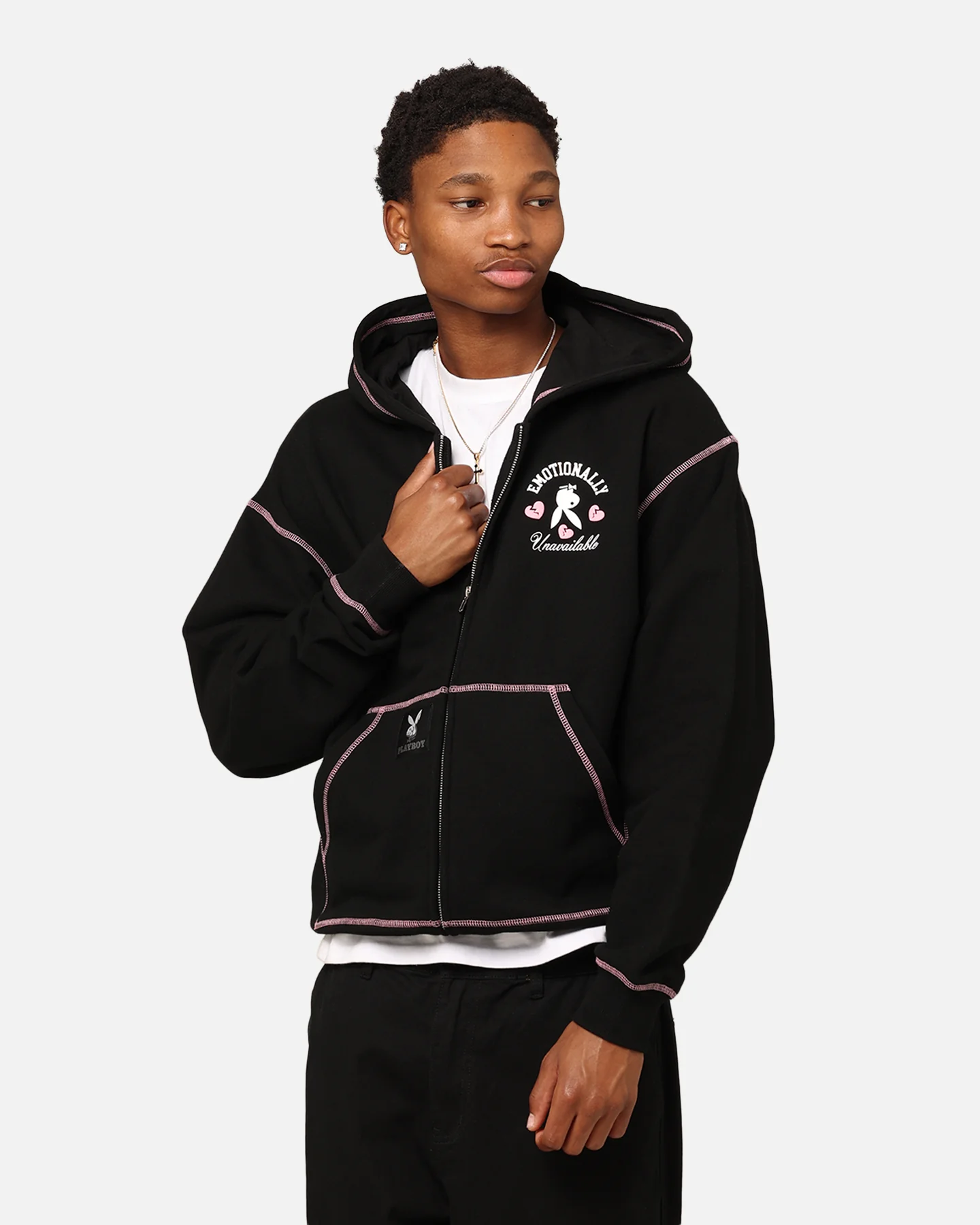 Playboy By Culture Kings Lover Boy Full Zip Hoodie Black - Image 2