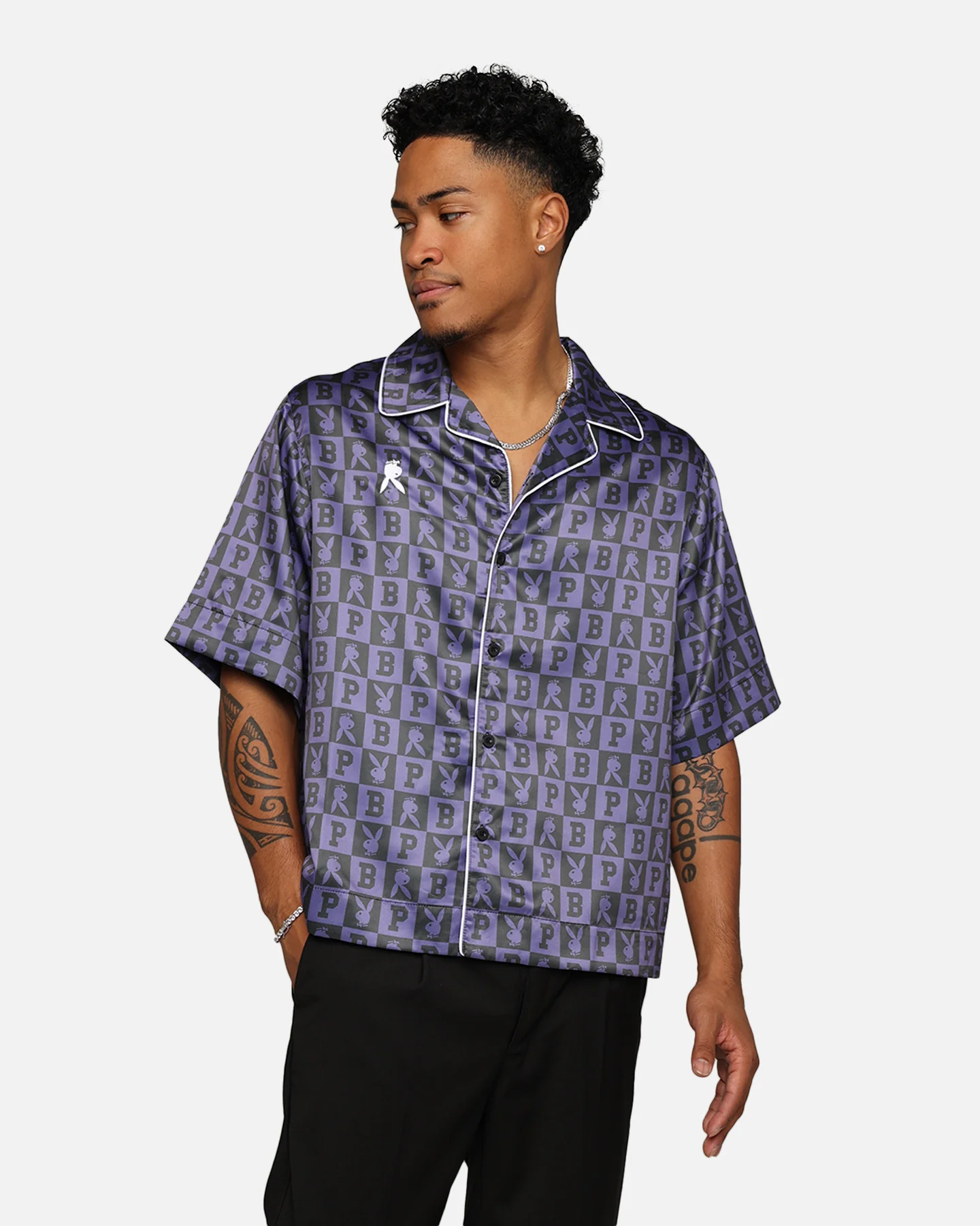 Playboy By Culture Kings Mechanic Shirt Black/Purple - Image 2