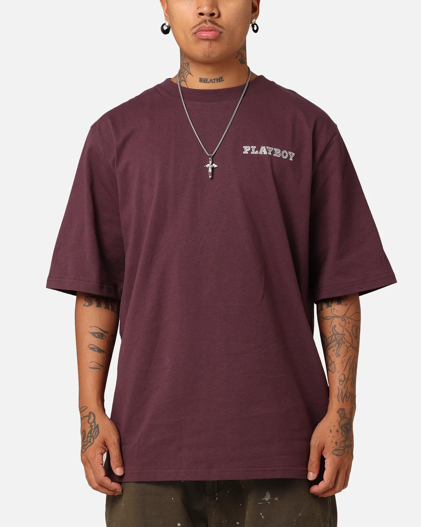 Playboy Diamanté T-Shirt Plum - Image 3