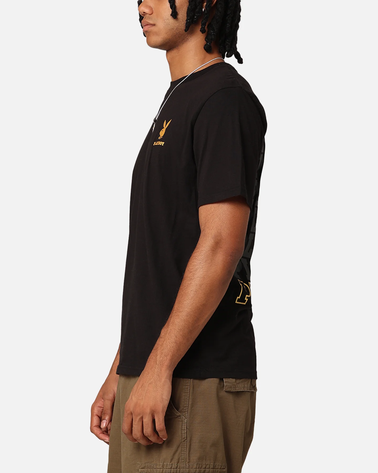 Playboy Linear Classic Bunny Stack T-Shirt Washed Black - Image 6
