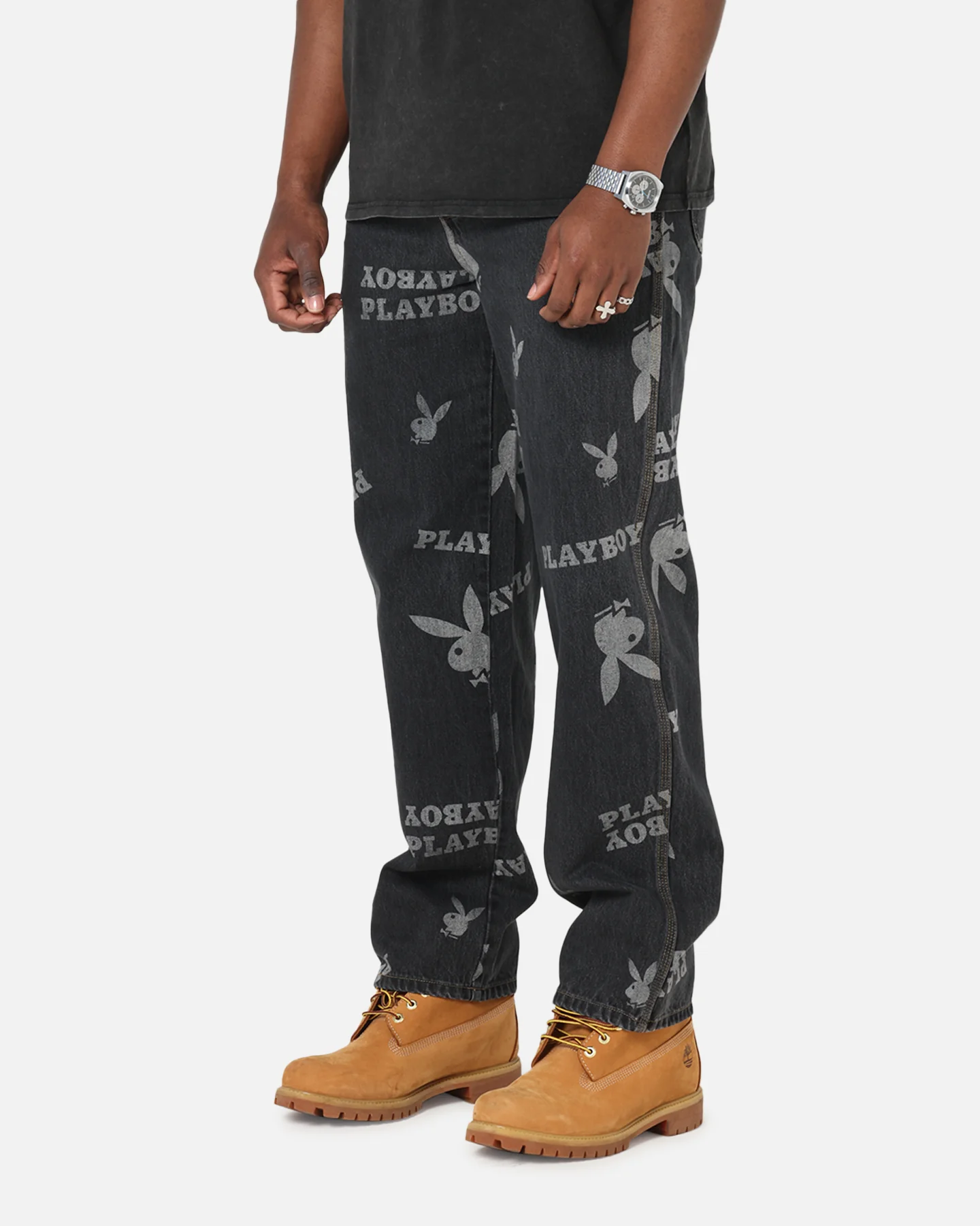 Playboy Mess Denim Jeans Washed Black - Image 6