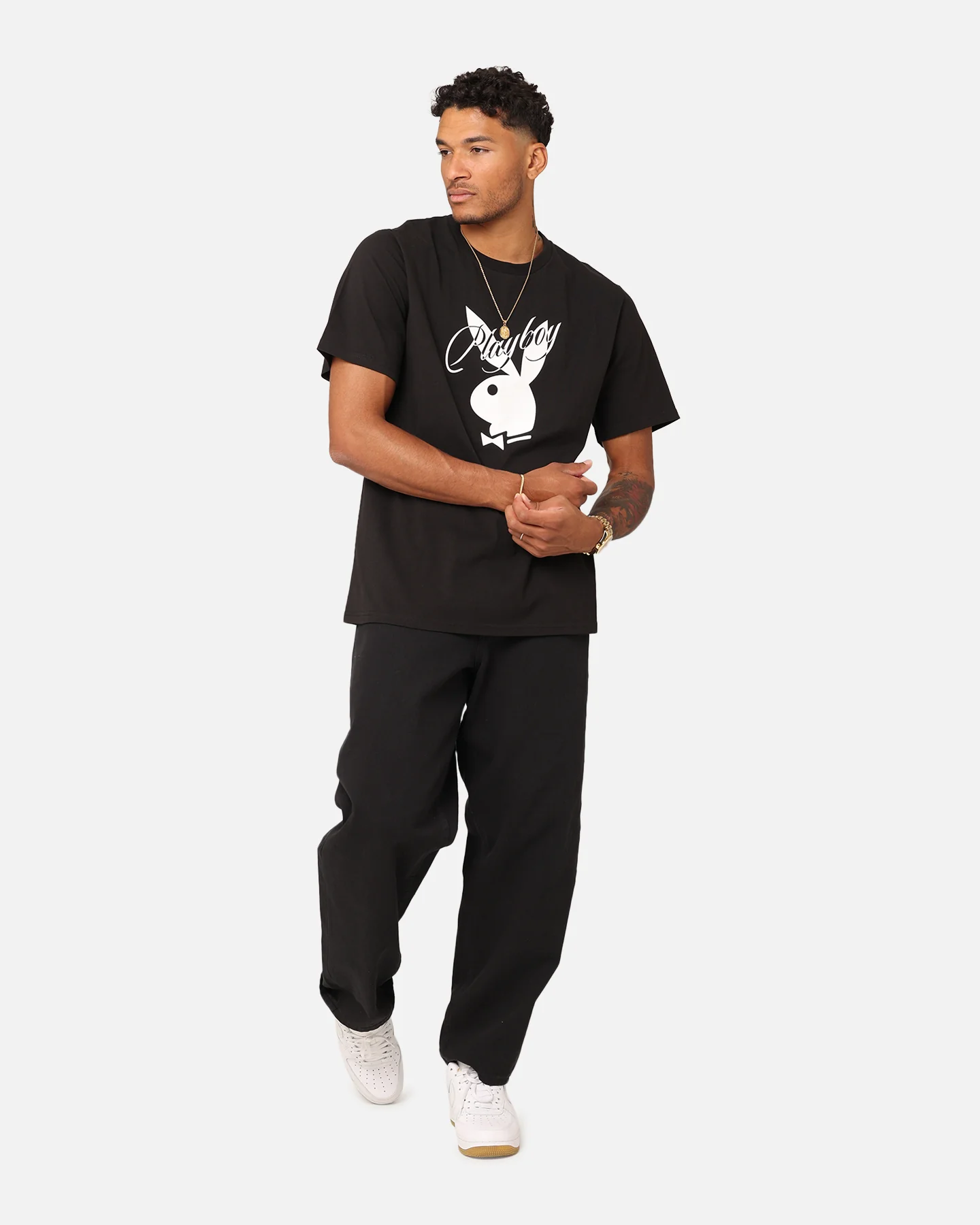 Playboy Playboy Bunny Script T-Shirt Black - Image 2