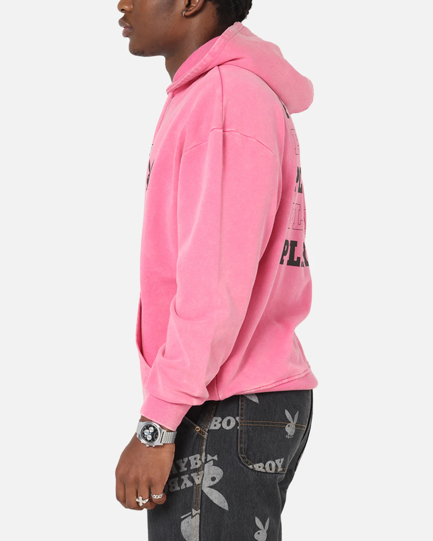 Playboy Stack Washed Hoodie Washed Raspberry - Image 6