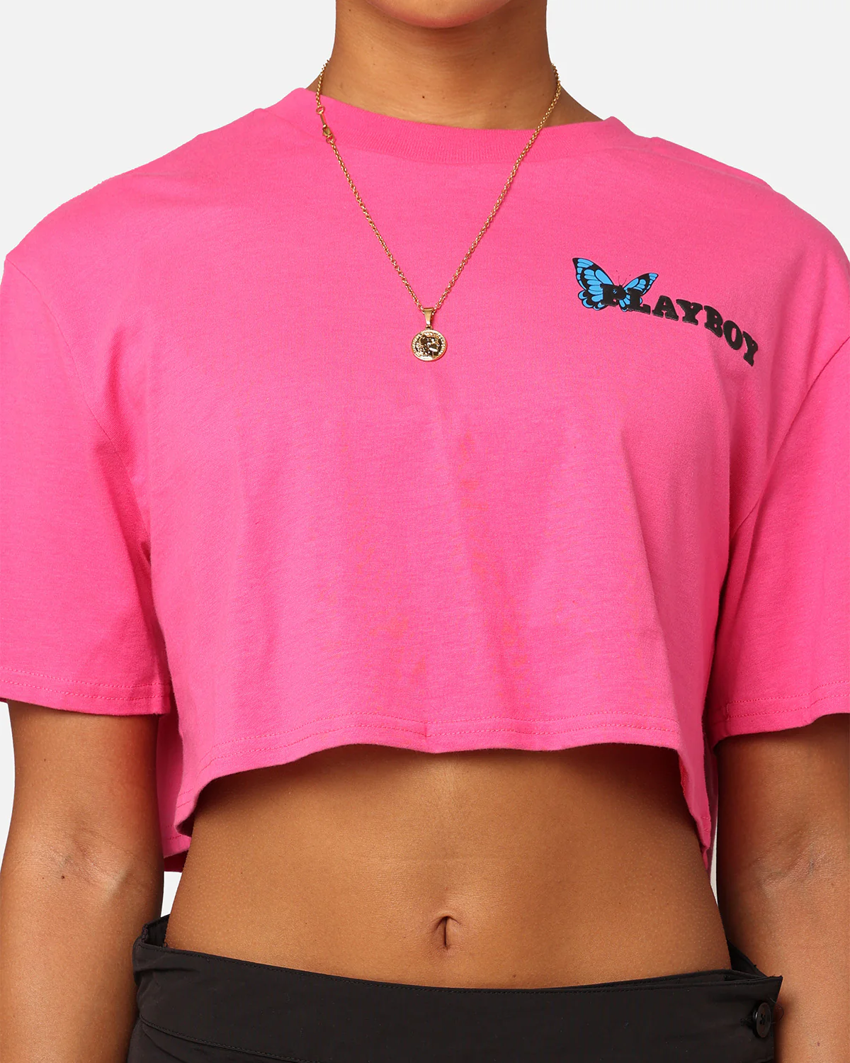 Playboy Women's Butterfly Cropped T-Shirt Pink - Image 4