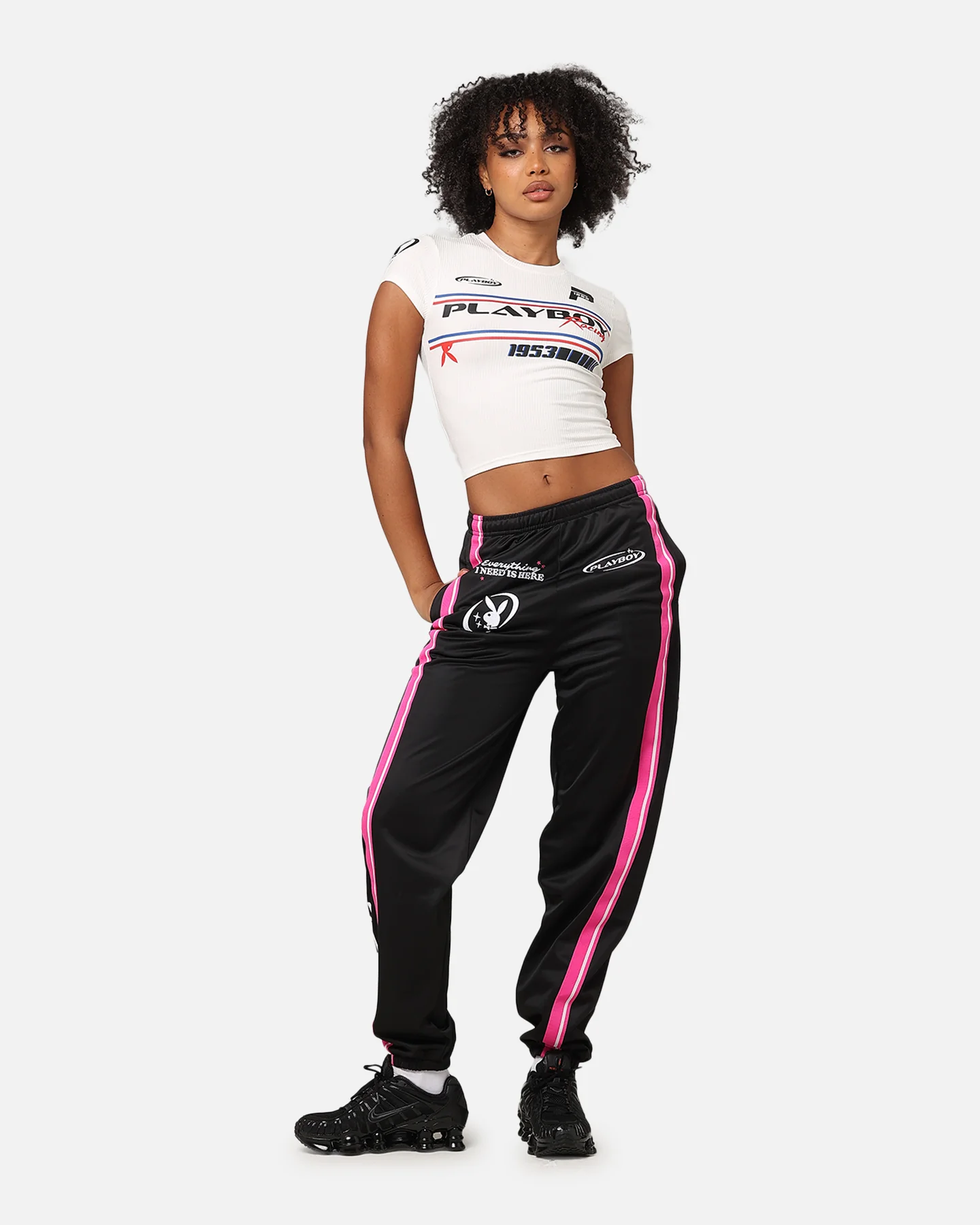 Playboy Women's Racing Trackpants Black - Image 2