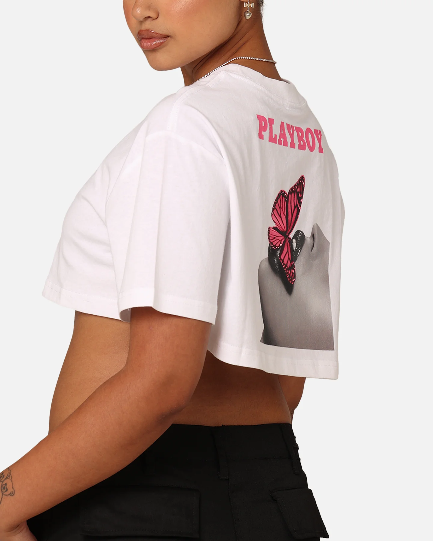 Playboy Women's SMU Cropped T-Shirt White - Image 7