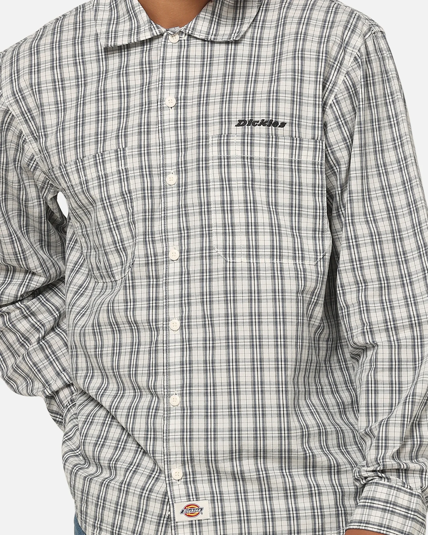 Dickies Poplin Wellsville Long Sleeve Shirt Egret - Image 6
