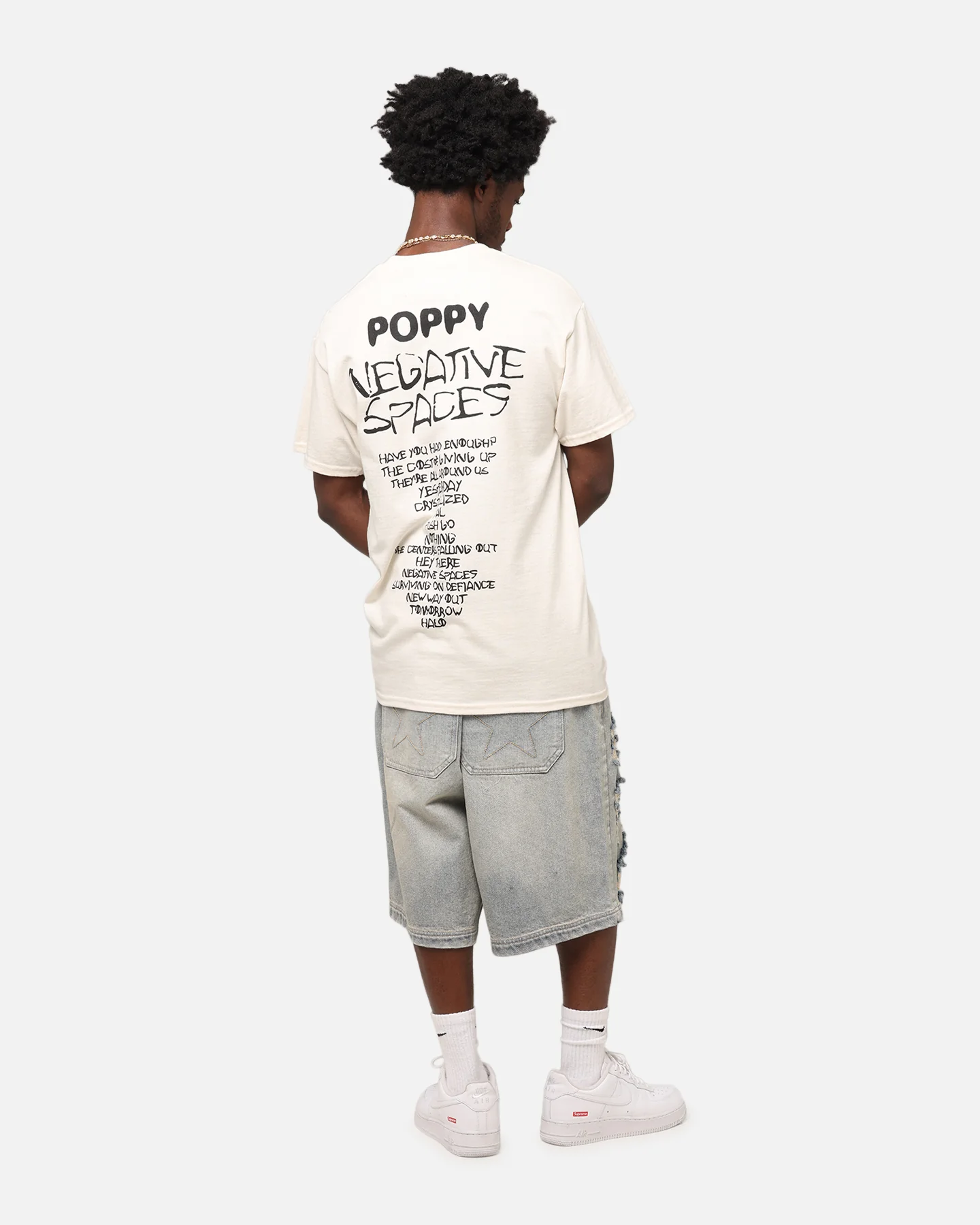 Poppy Negative Spaces Track T-Shirt Off White - Image 4