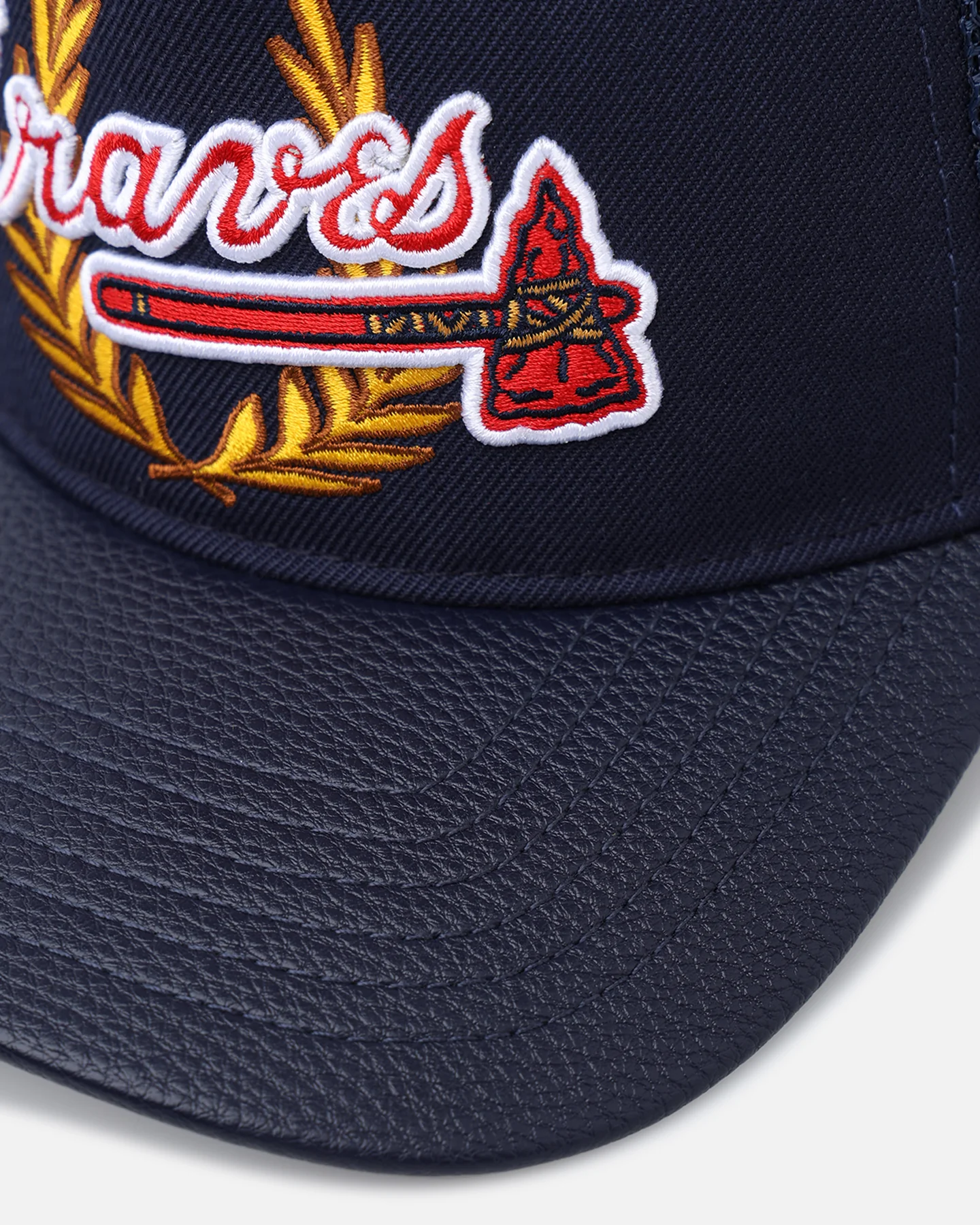 Pro Standard Atlanta Braves Fast Lane Logo Wool Trucker Strapback Midnight Navy - Image 2