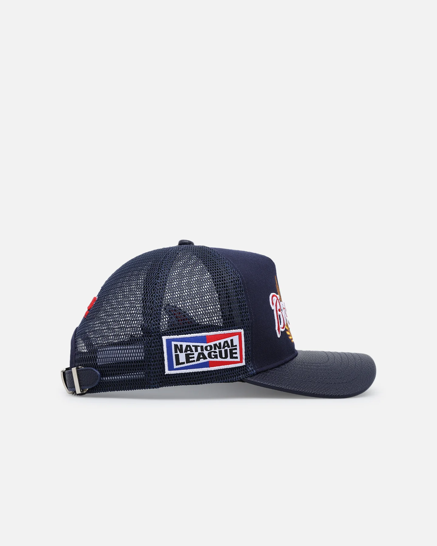 Pro Standard Atlanta Braves Fast Lane Logo Wool Trucker Strapback Midnight Navy - Image 4